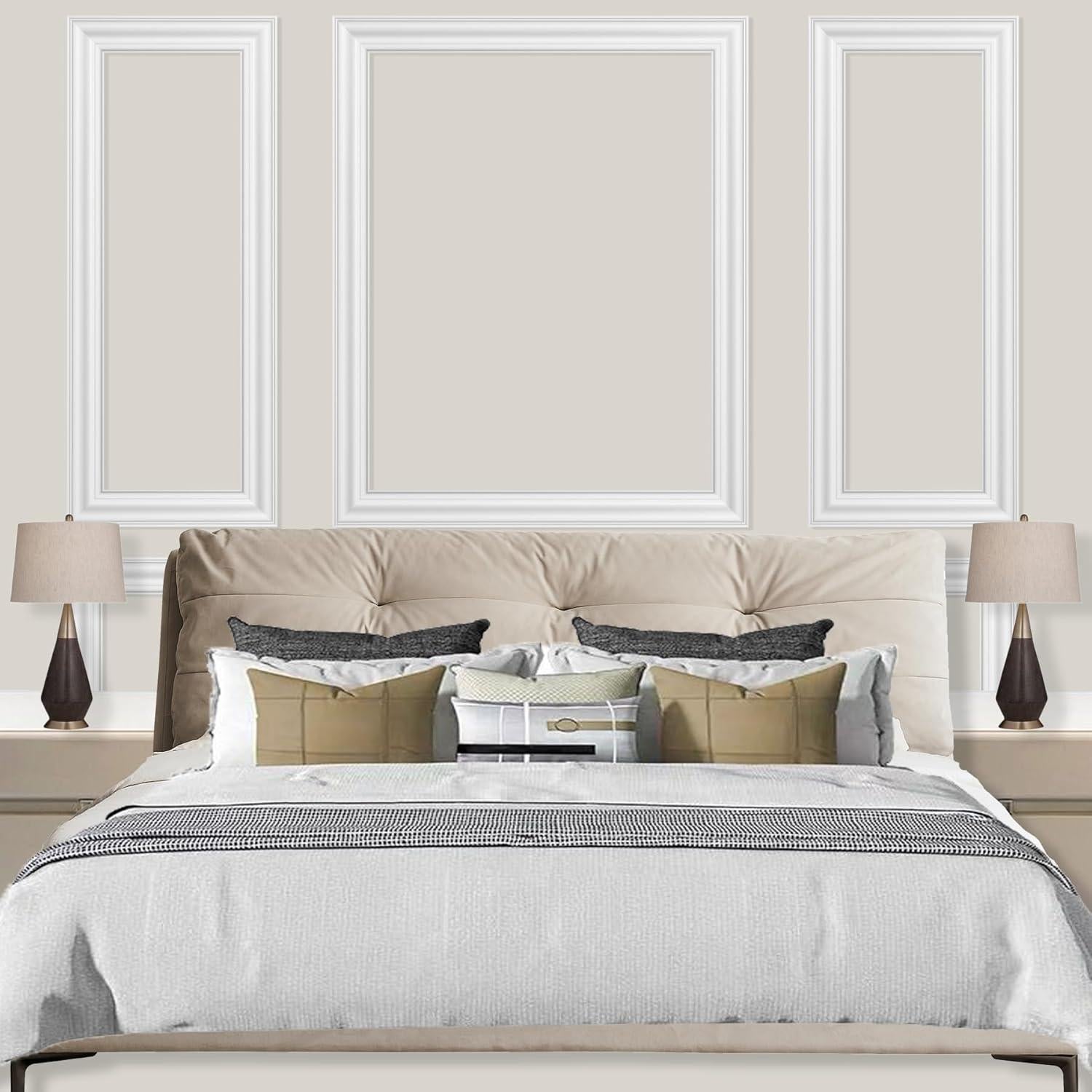 Kit de Moldura de Pared Prehecho Lunghaa 6 Marcos Blanco