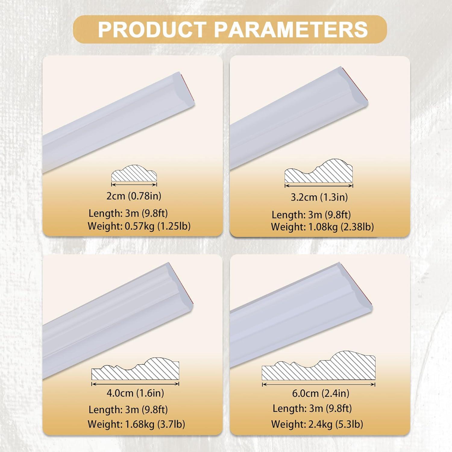 Moldura de Pared Adhesiva Soengsau 2.99m x 1.98cm Blanca