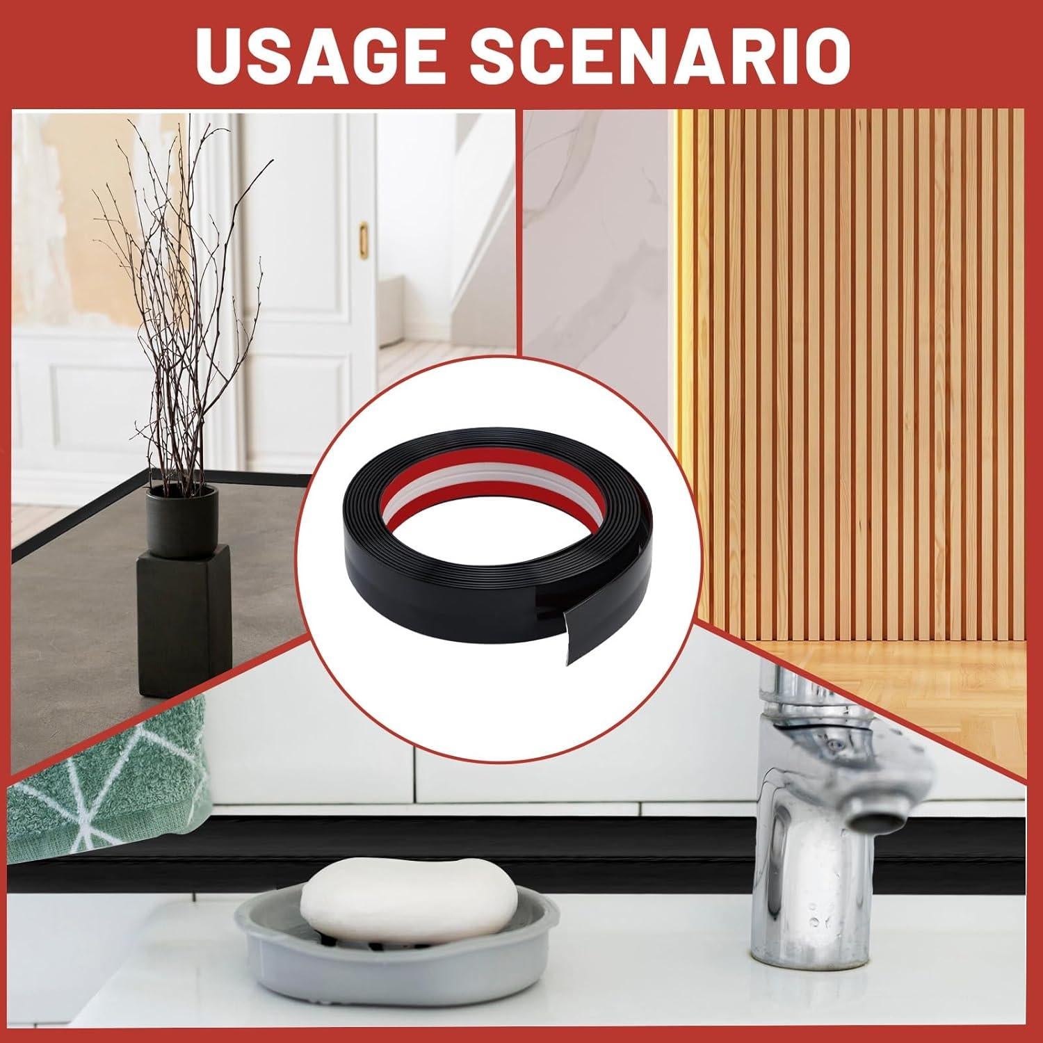 Moldura de Esquina Flexible Autoadhesiva KTINITK 6.7m Negro 2cm