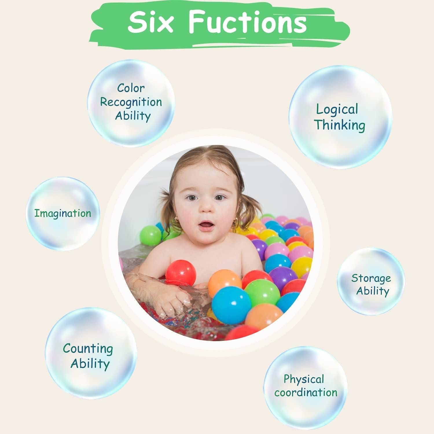 Pelotas de piscina Vanland 200 unidades 5.5 cm colores brillantes