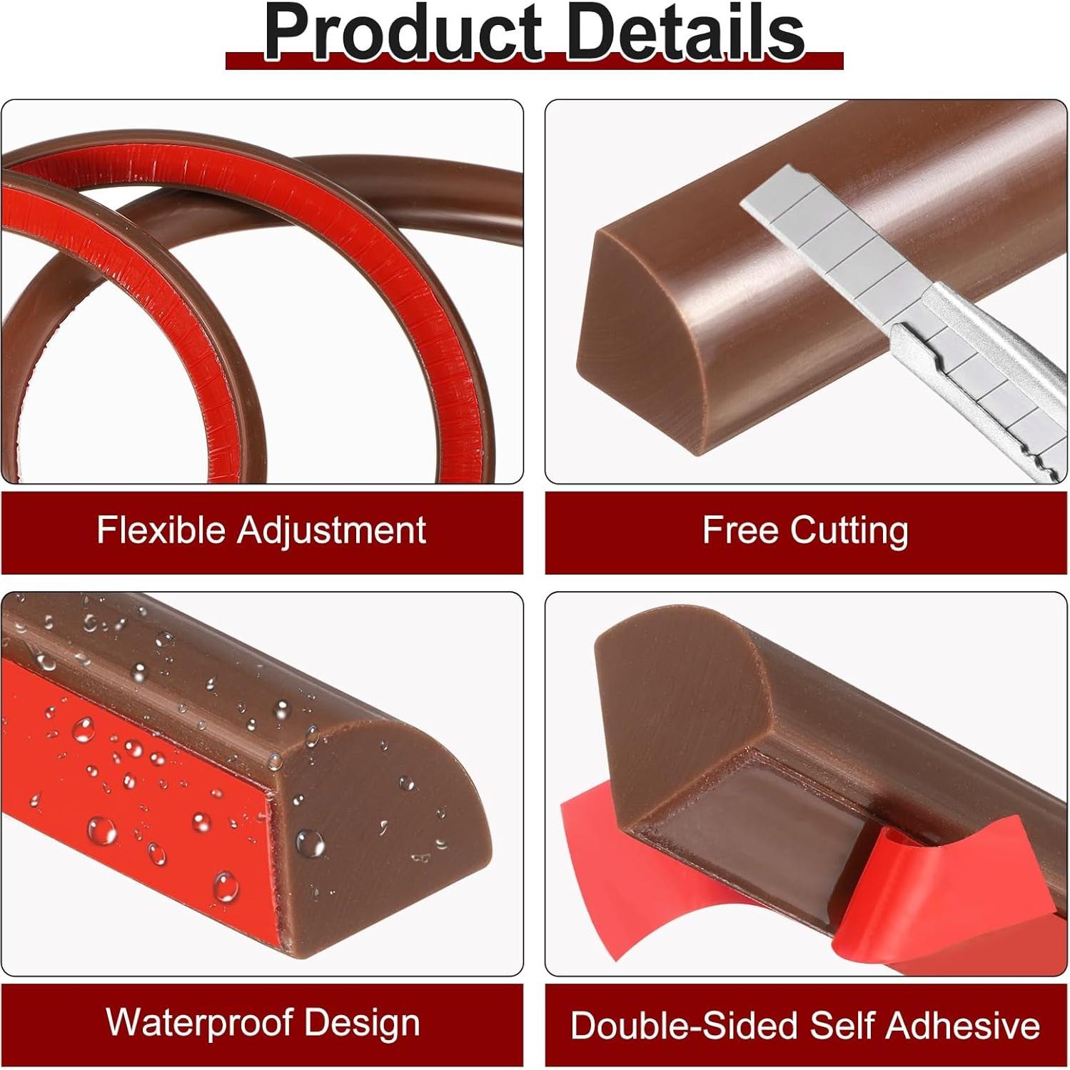 Moldura Flexible Autoadhesiva uxcell 5m Silicona Café