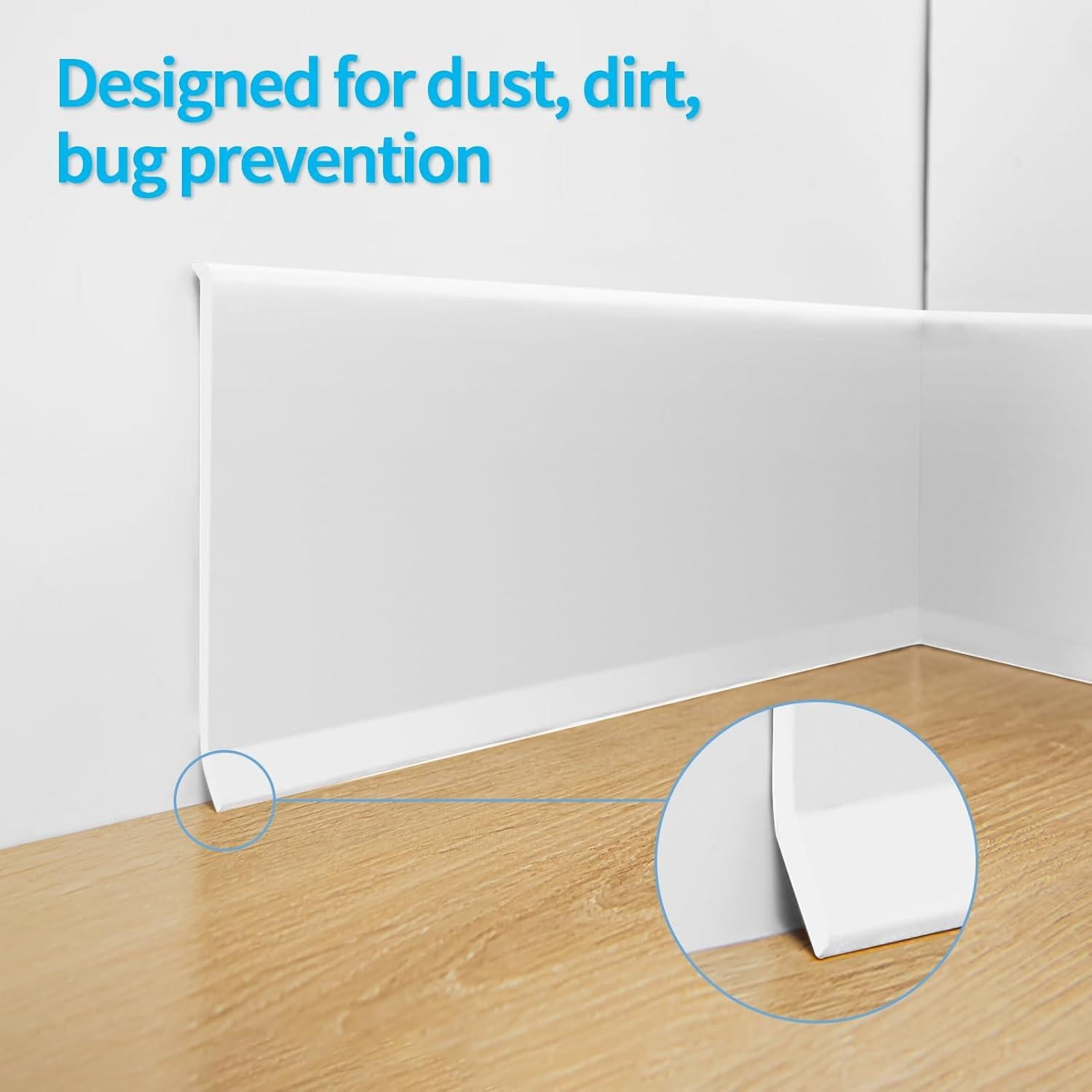 Moldura de Zócalo Flexible Art3d 6.1m Autoadhesiva Blanca