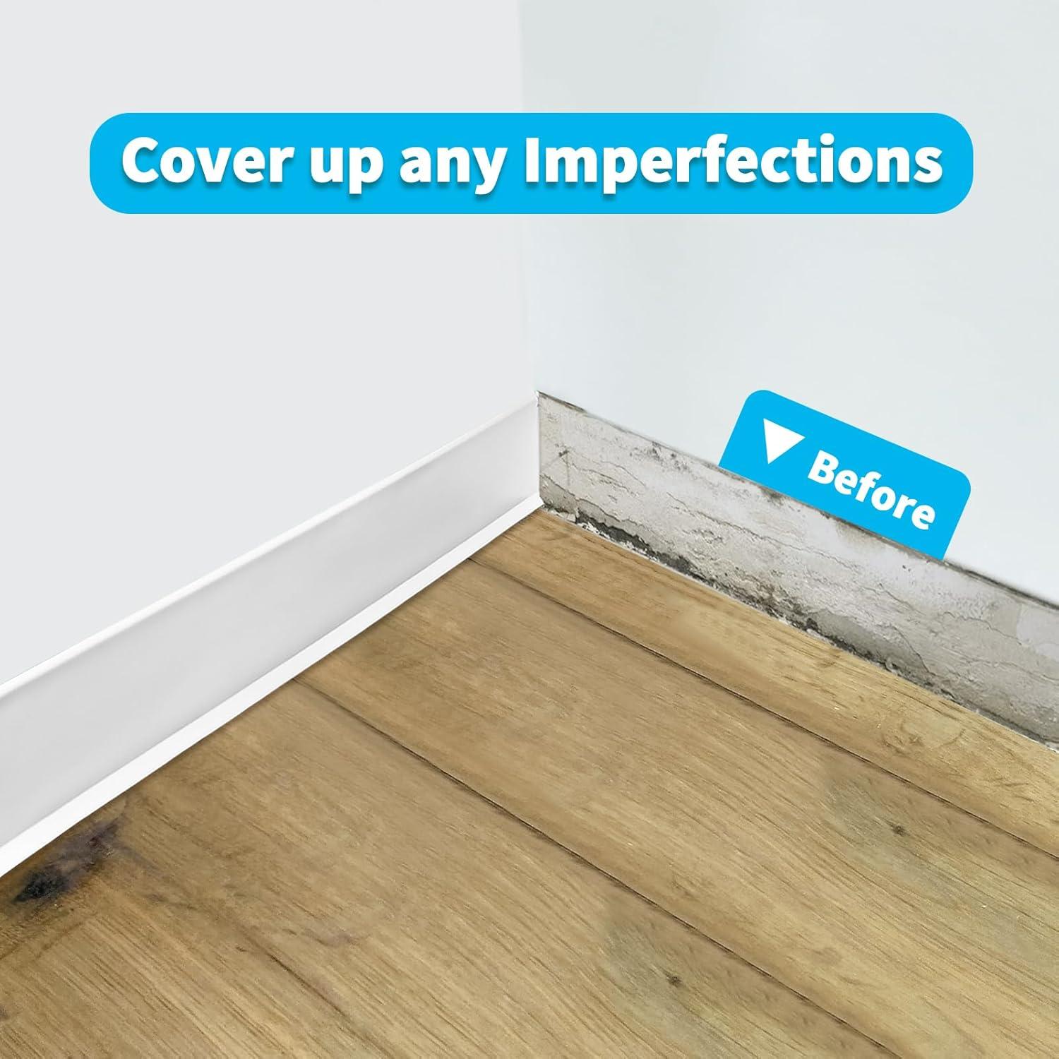 Moldura de Zócalo Flexible Art3d 6.1m Autoadhesiva Blanca