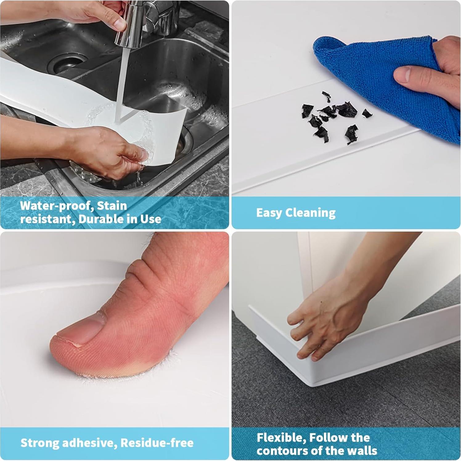 Moldura de Zócalo Flexible Art3d 6.1m Autoadhesiva Blanca