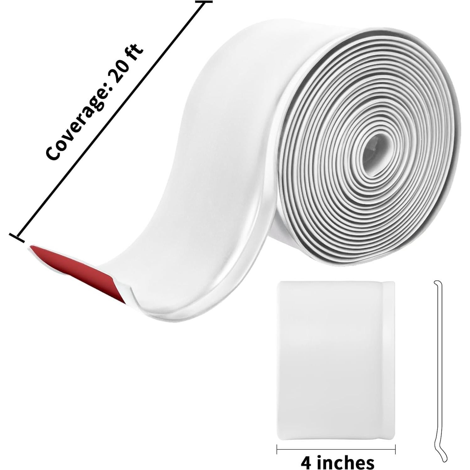 Moldura de Zócalo Flexible Art3d 6.1m Autoadhesiva Blanca