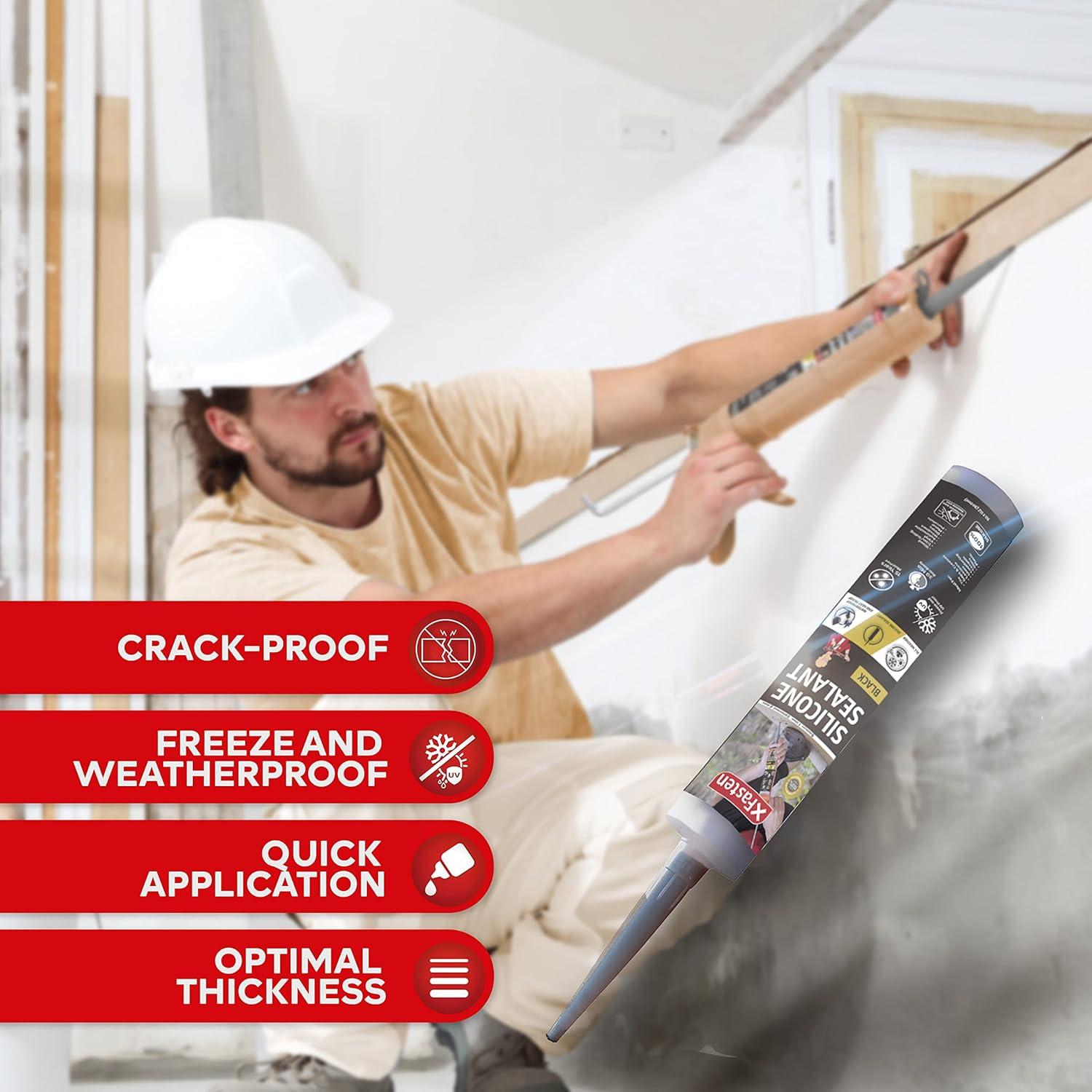 Cartucho Sellador Silicona Impermeable Negro XFasten 284g