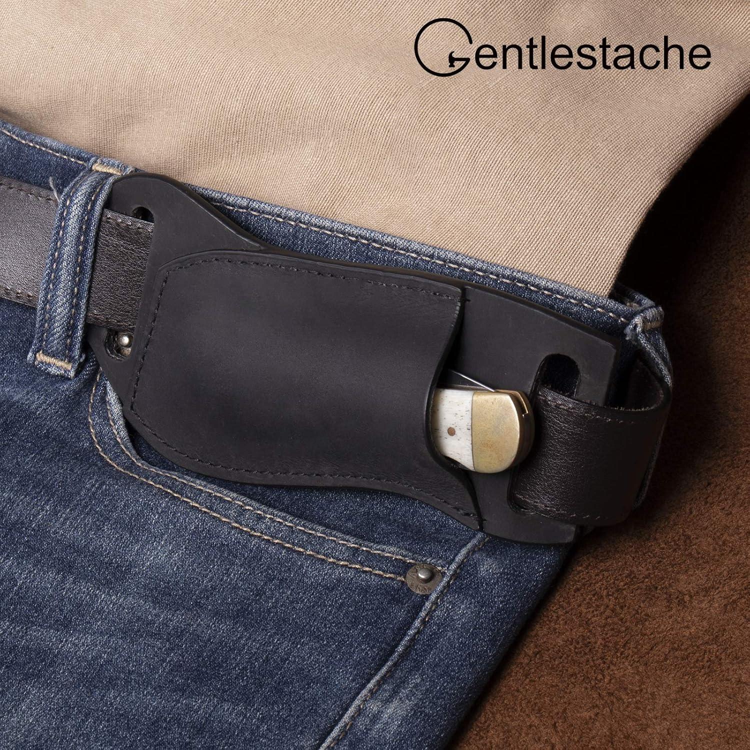 Funda de Cuchillo de Piel Gentlestache Negra EDC 17x6.4cm
