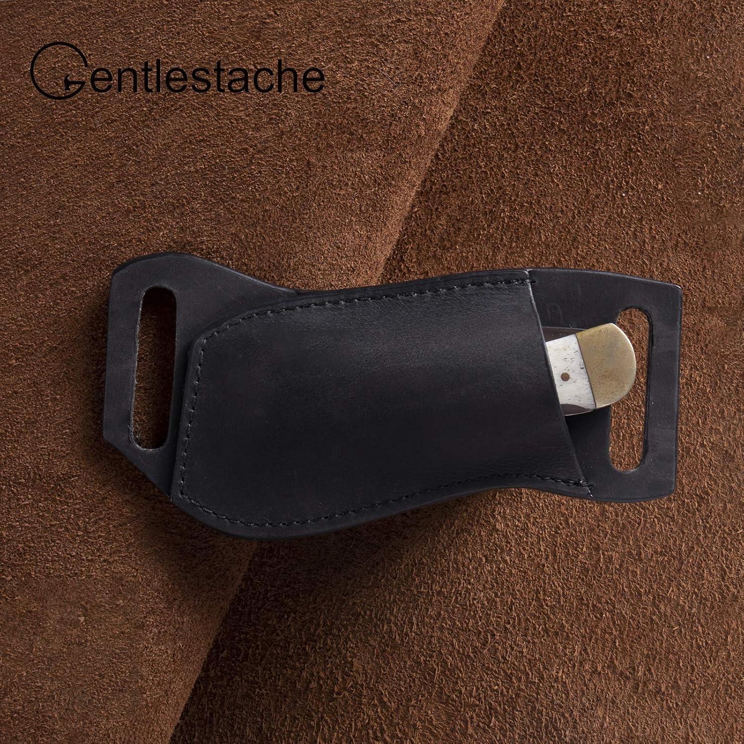 Funda de Cuchillo de Piel Gentlestache Negra EDC 17x6.4cm