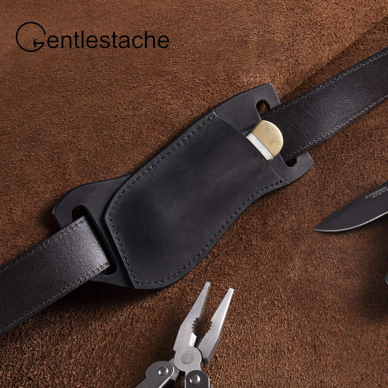 Funda de Cuchillo de Piel Gentlestache Negra EDC 17x6.4cm