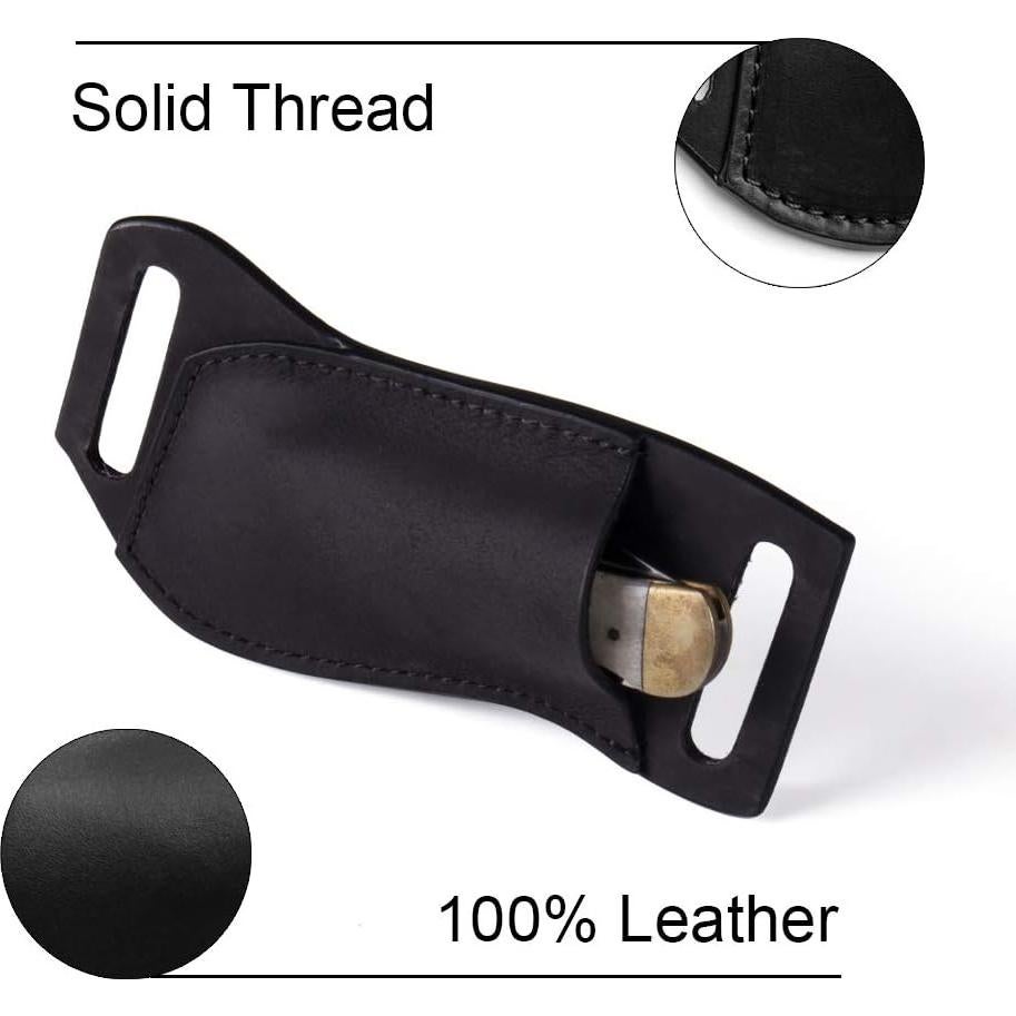 Funda de Cuchillo de Piel Gentlestache Negra EDC 17x6.4cm