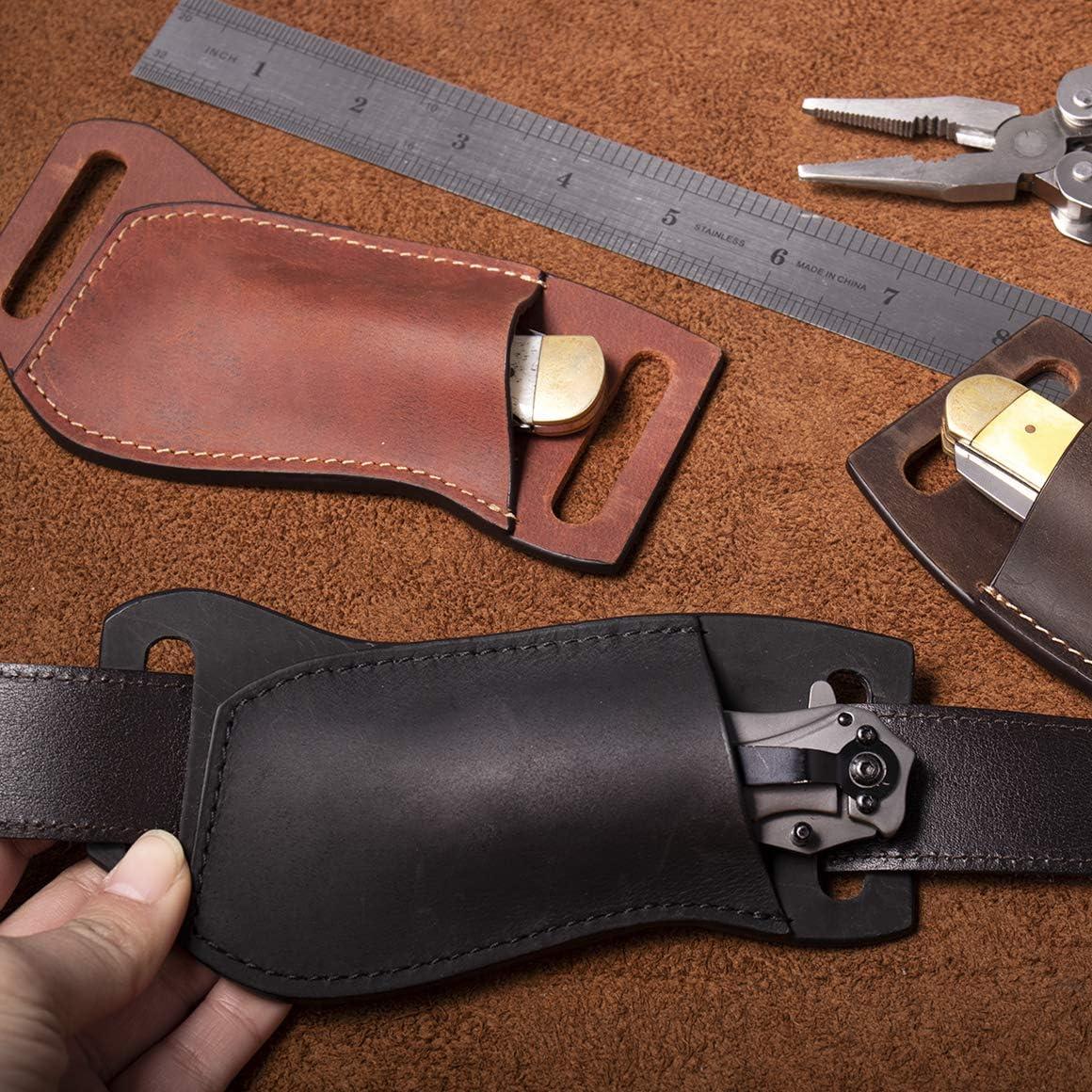 Funda de Cuchillo de Piel Gentlestache Negra EDC 17x6.4cm