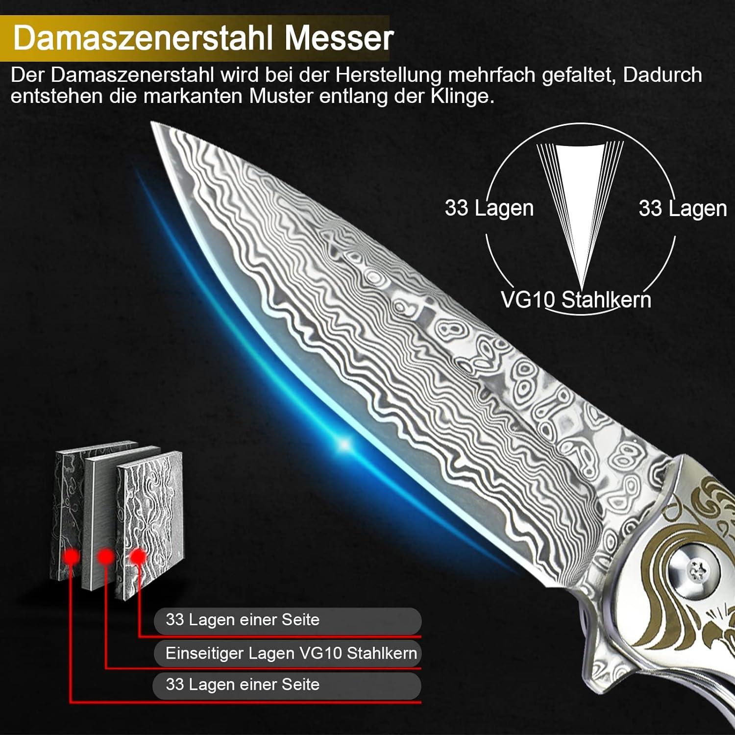 Cuchillo de Bolsillo AUBEY Damasco VG10 Plegable 16.8 cm