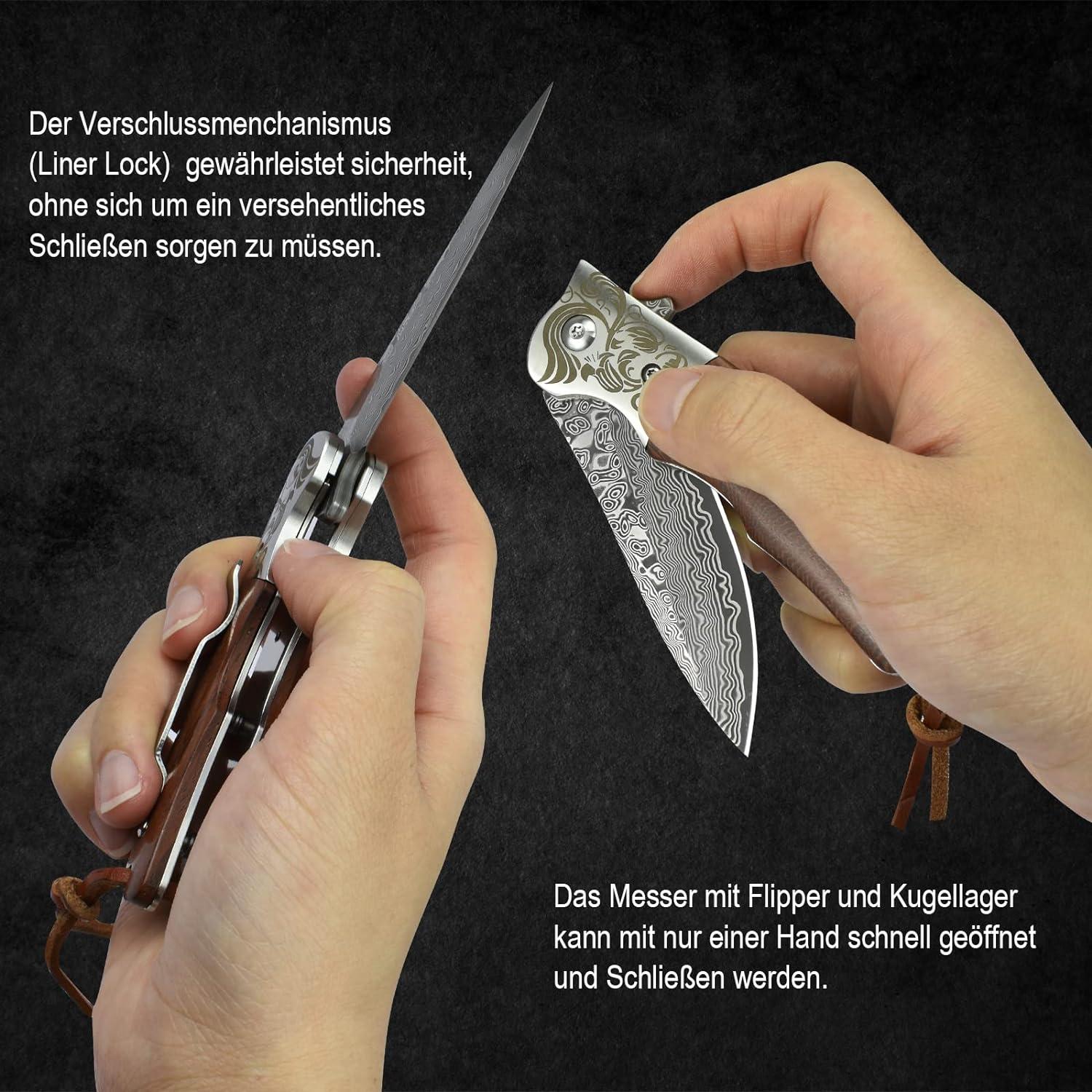 Cuchillo de Bolsillo AUBEY Damasco VG10 Plegable 16.8 cm