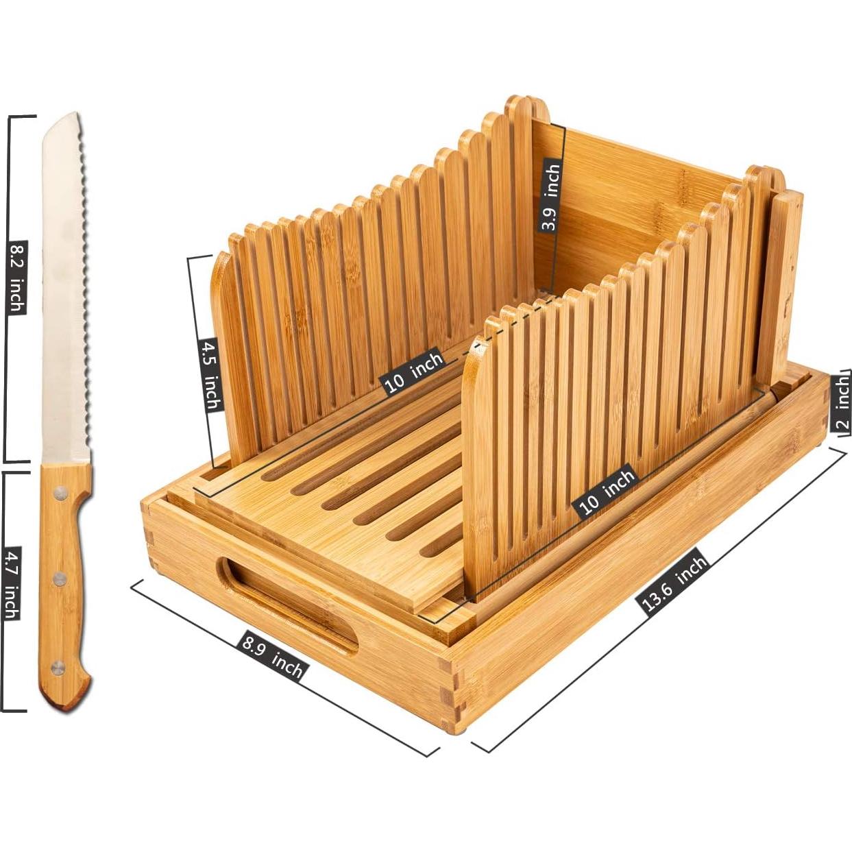 Cortador de Pan de Bambú Kitchen Seven con Bandeja para Migas