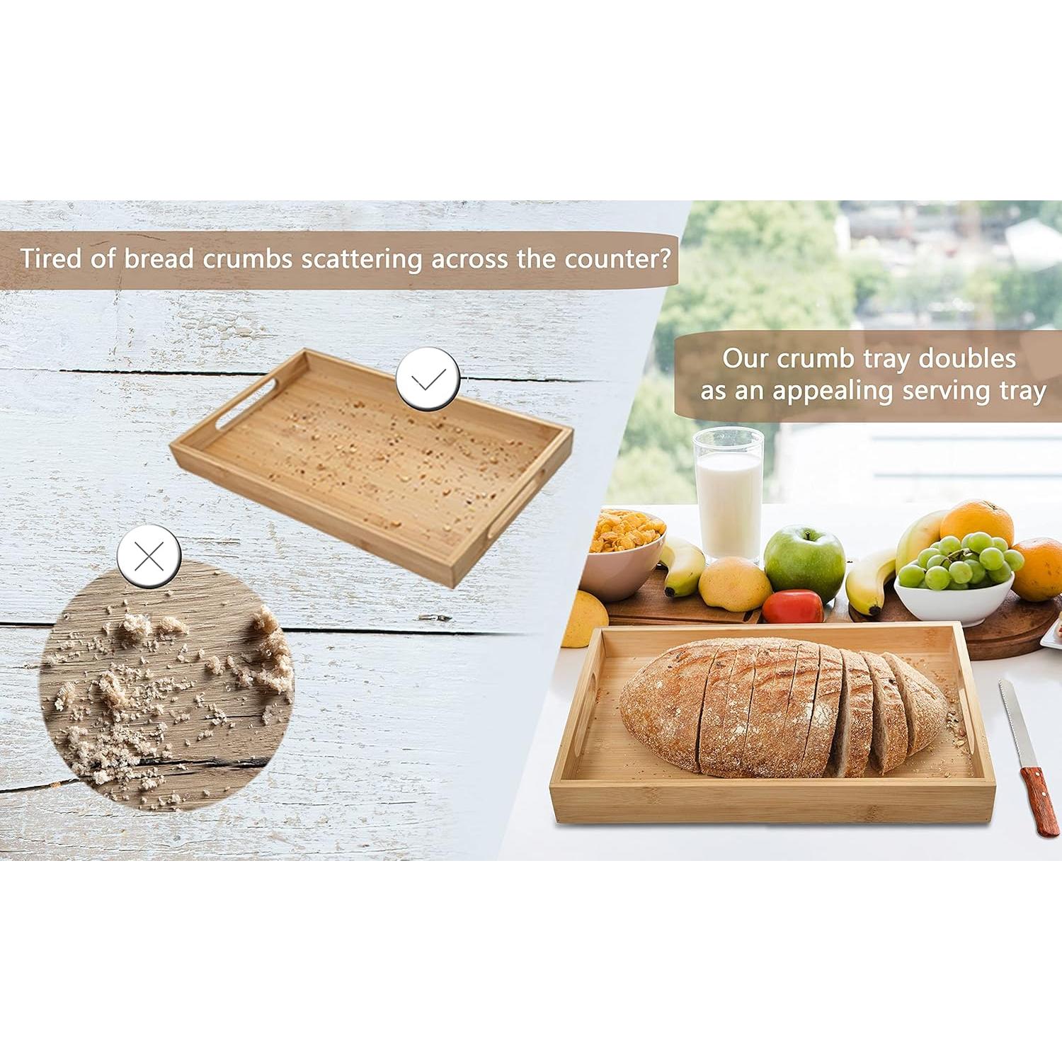 Cortador de Pan de Bambú Kitchen Seven con Bandeja para Migas