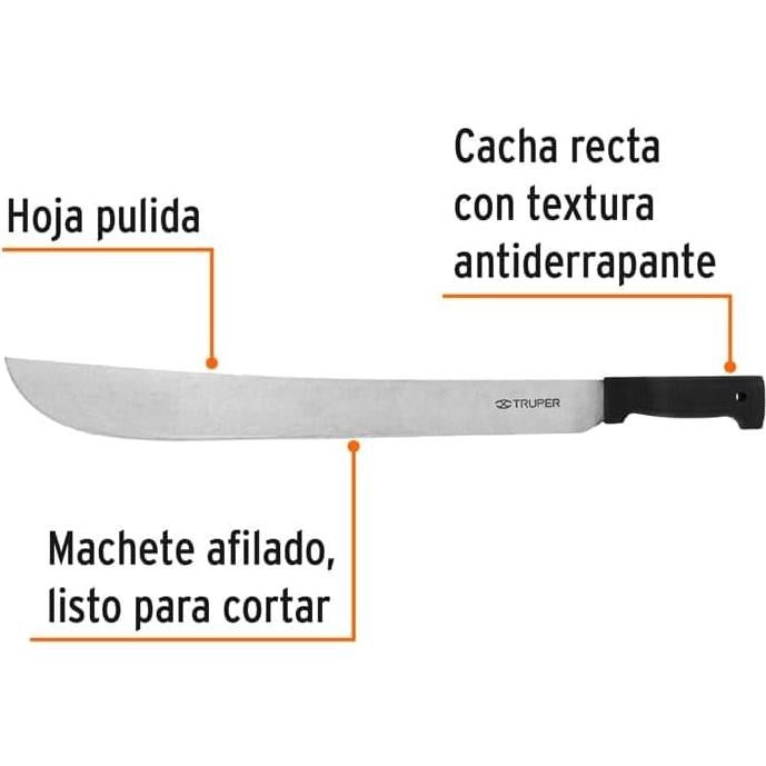 Machete Truper T-460-20B de Mango Negro 51 cm