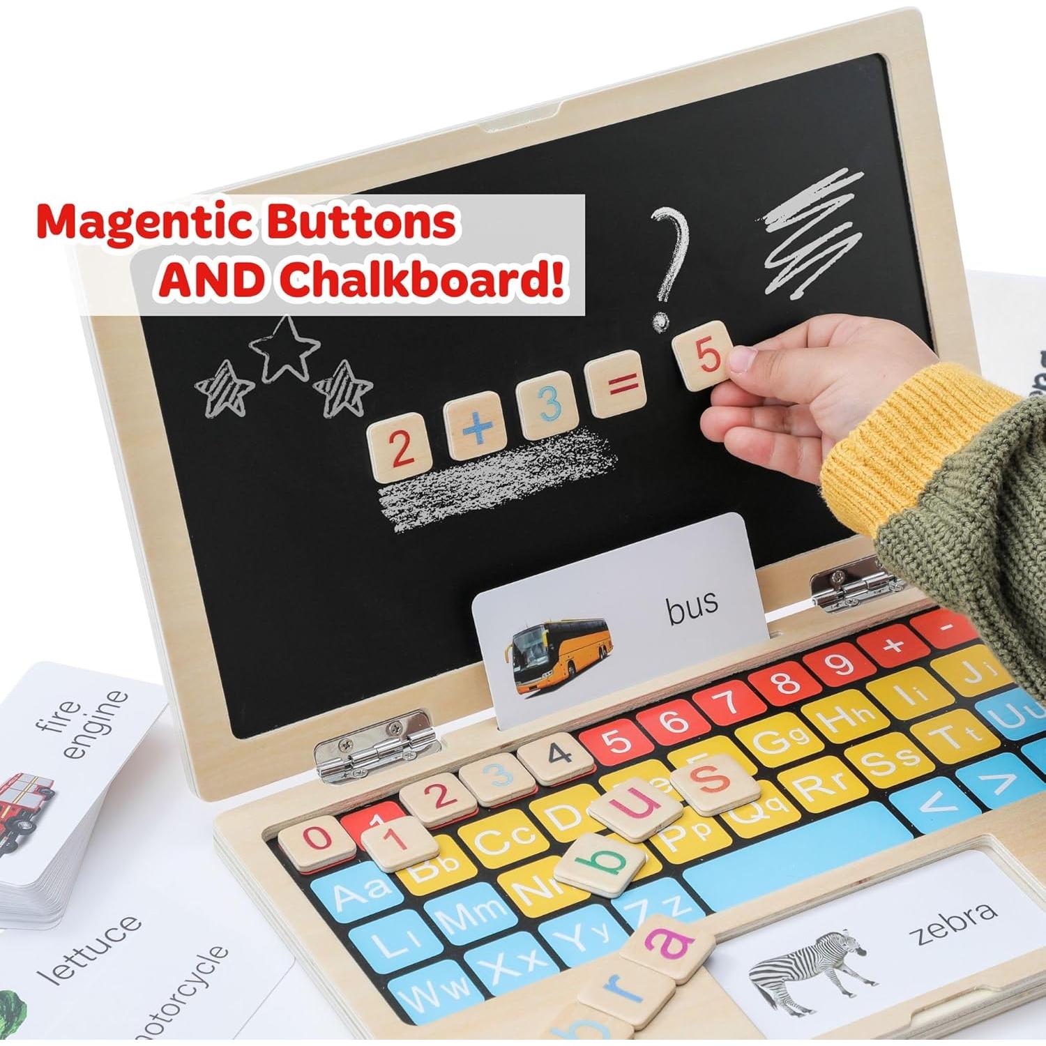 Laptop de Madera BEKILOLE 30x30 cm Juguete Educativo