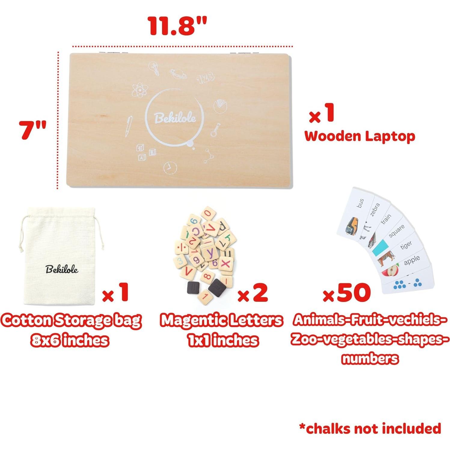 Laptop de Madera BEKILOLE 30x30 cm Juguete Educativo