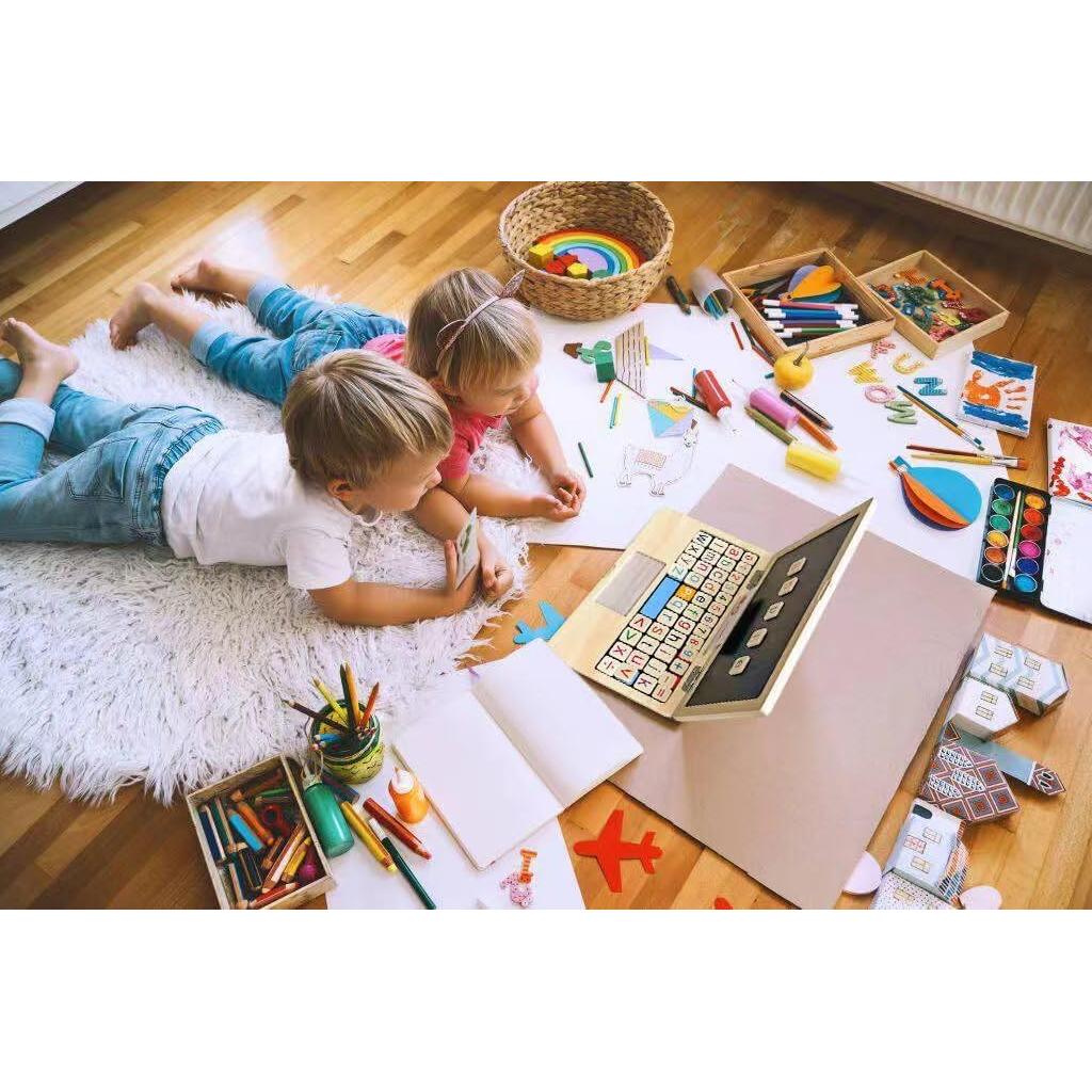 Laptop de Madera BEKILOLE 30x30 cm Juguete Educativo