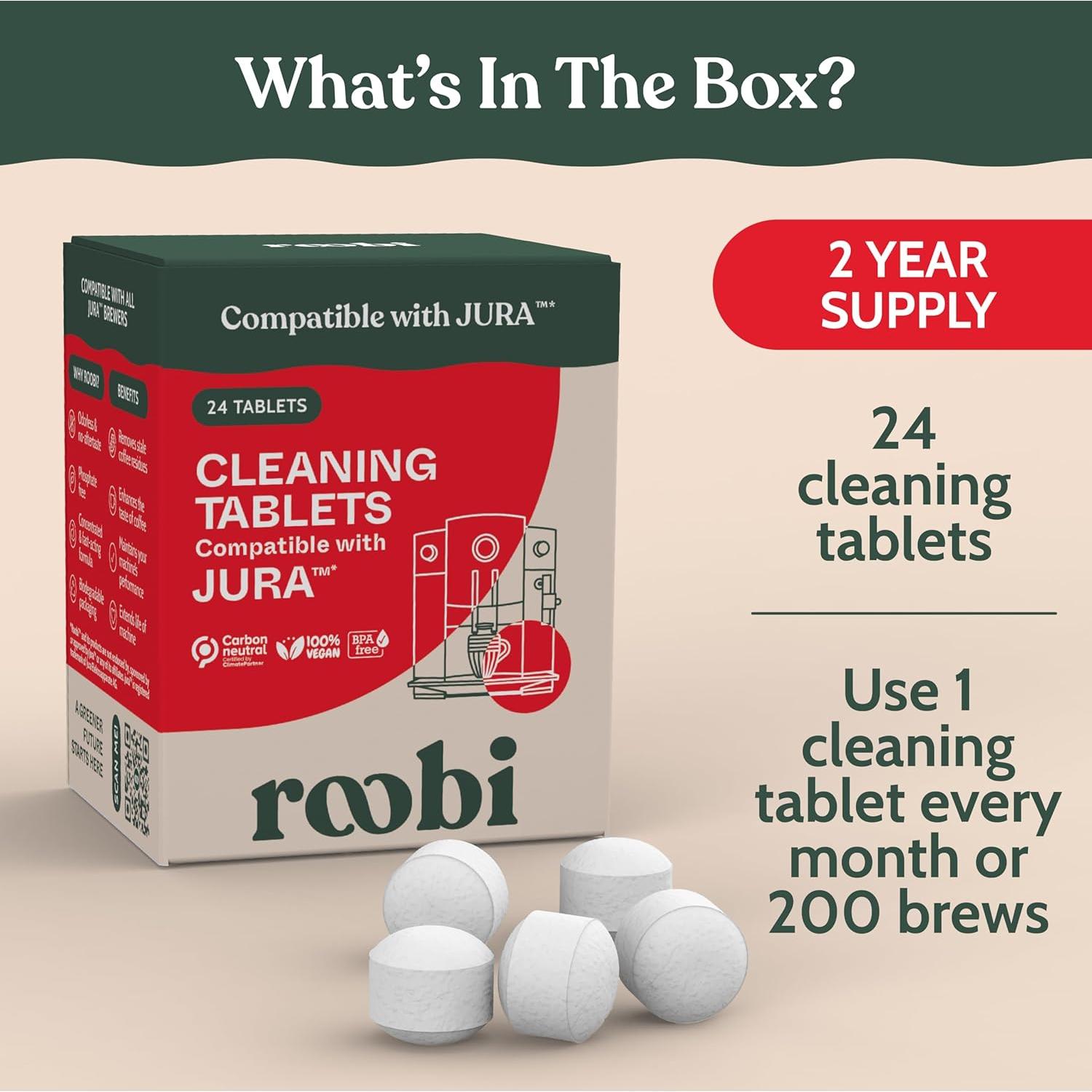 Tabletas de limpieza Roobi para máquinas Jura - 24 unidades