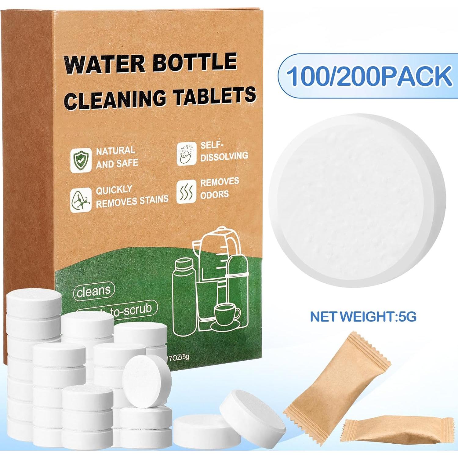 100 Tabletas de Limpieza Heigble para Botellas de Agua