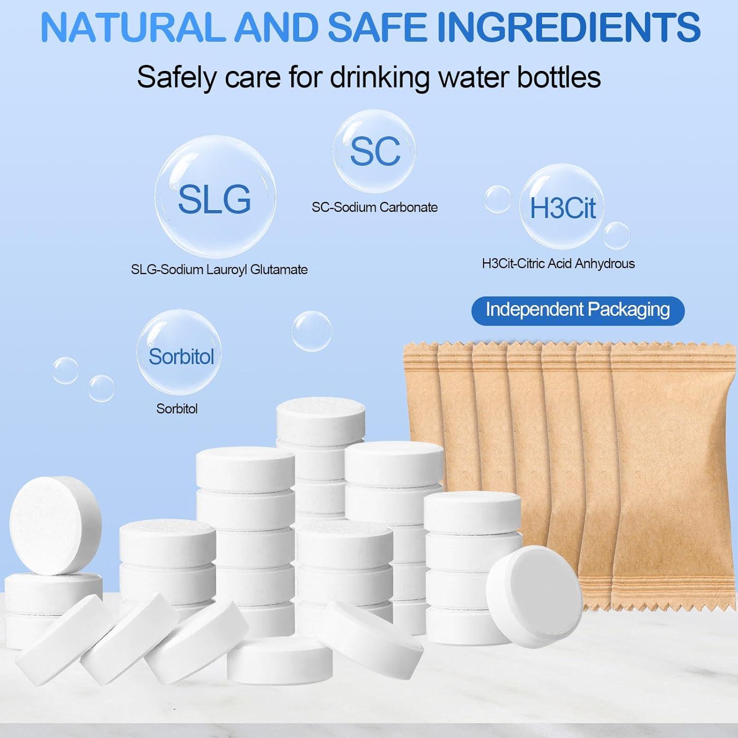 100 Tabletas de Limpieza Heigble para Botellas de Agua