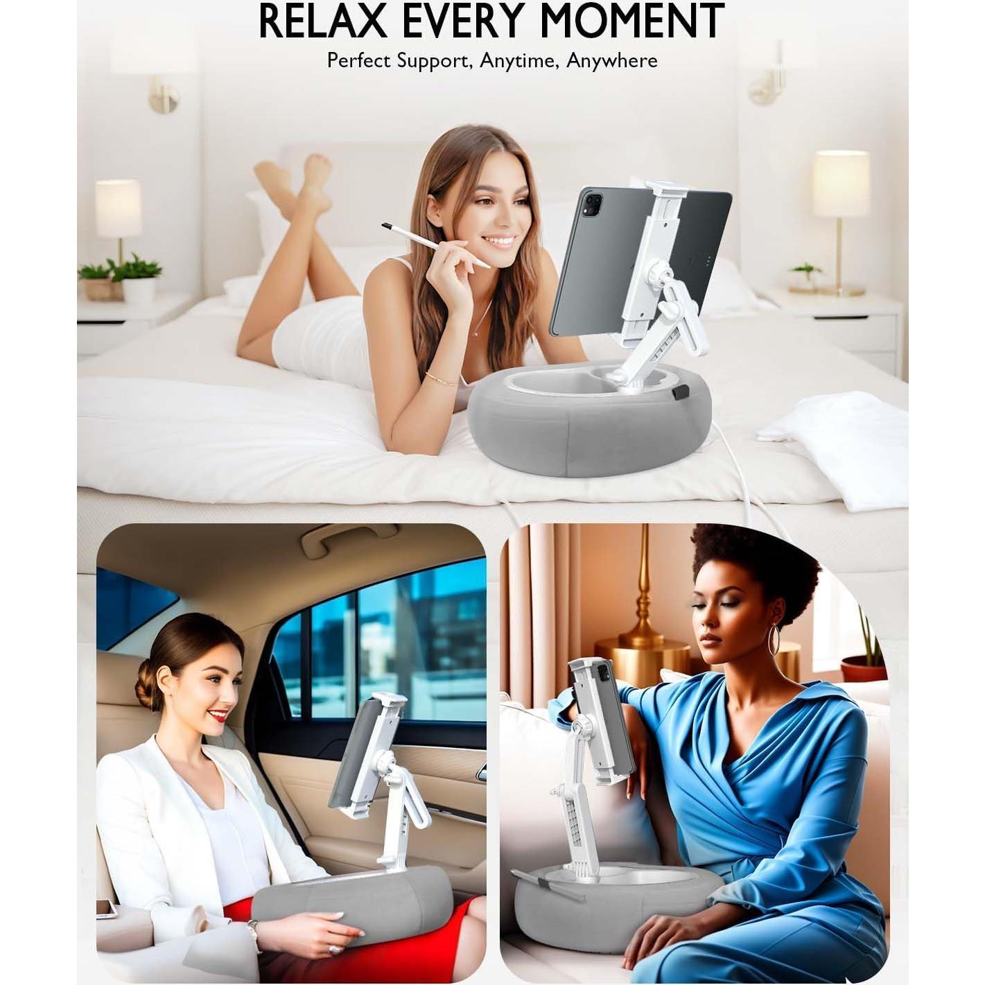 Soporte de Almohada para Tablet Miledi Gris 360° Ajustable