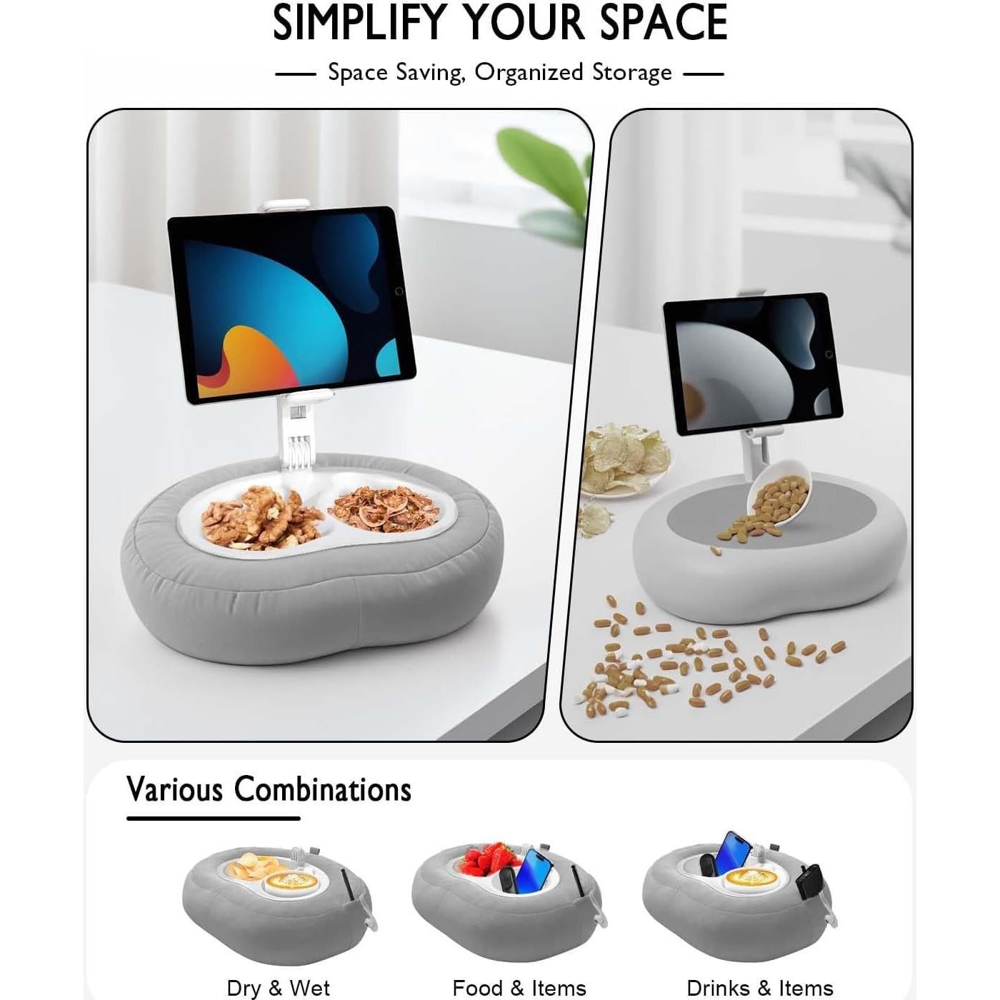 Soporte de Almohada para Tablet Miledi Gris 360° Ajustable