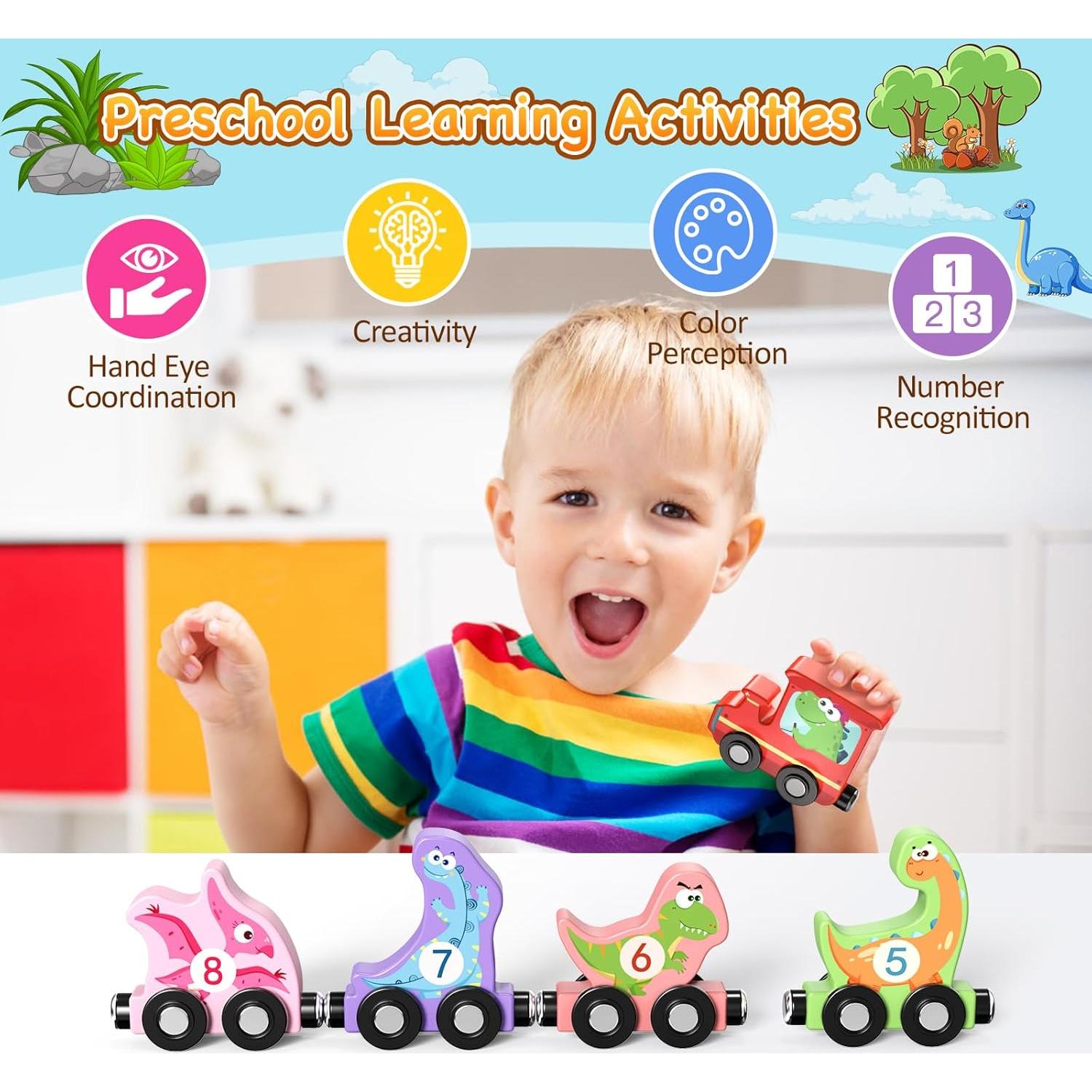 Set de Tren de Dinosaurios de Madera Zeoddler 11 Piezas