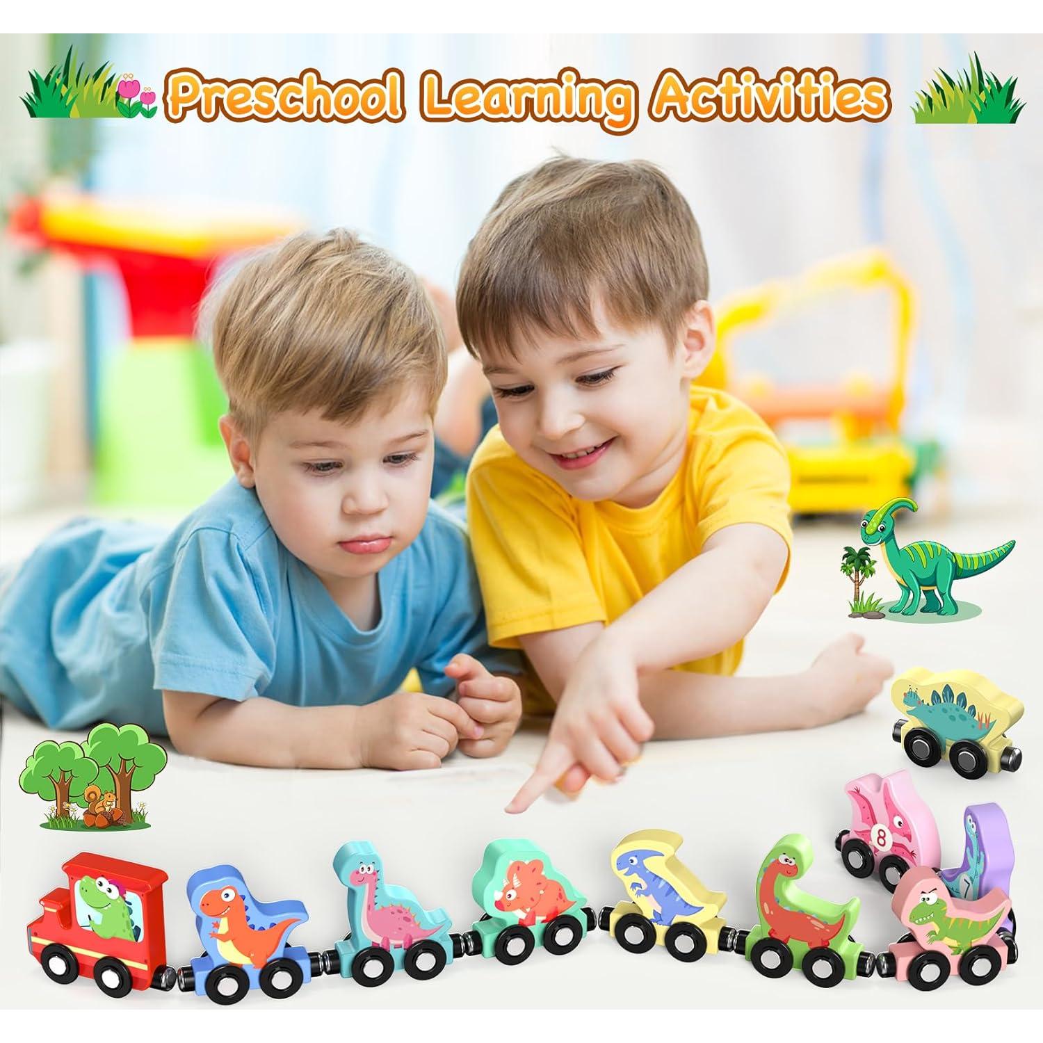 Set de Tren de Dinosaurios de Madera Zeoddler 11 Piezas