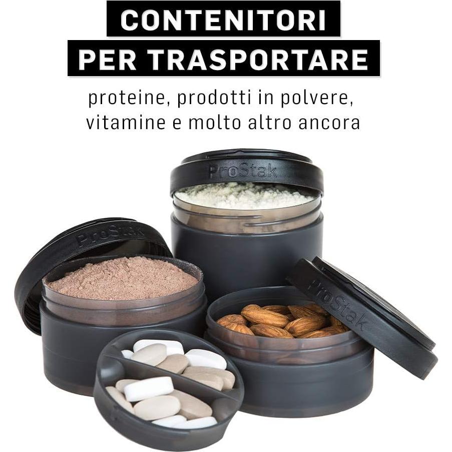 Frascos de Almacenamiento BlenderBottle ProStak 250cc 2-Pak Negro