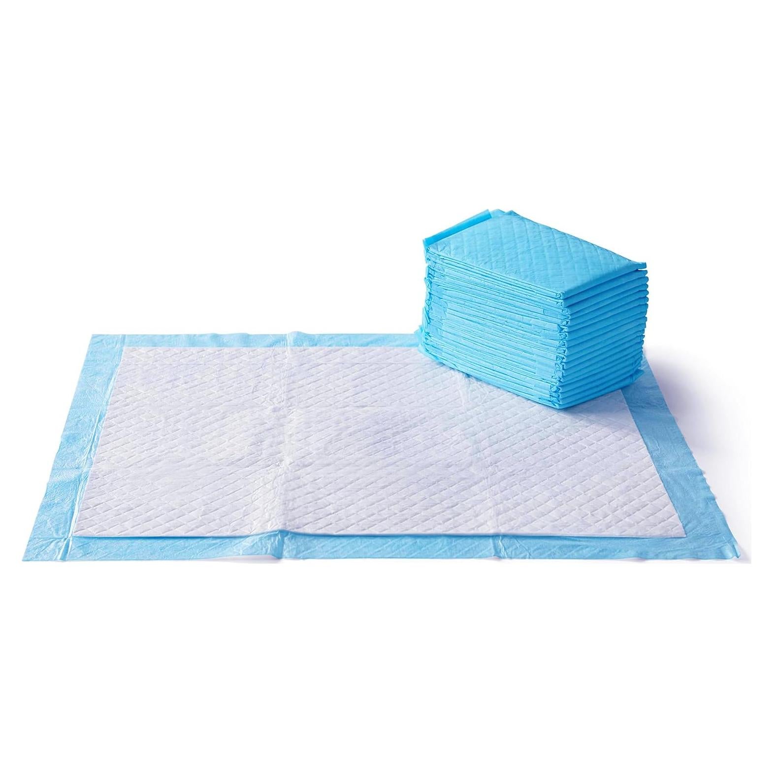 Amazon Basics Dog and Puppy Pee Pads with 5-Layer Leak-Proof Design and Quick-Dry Surface for Potty Training, Heavy Duty Absorbency, X-Large, 28 x 34 Inch - Pack of 25, Blue & White