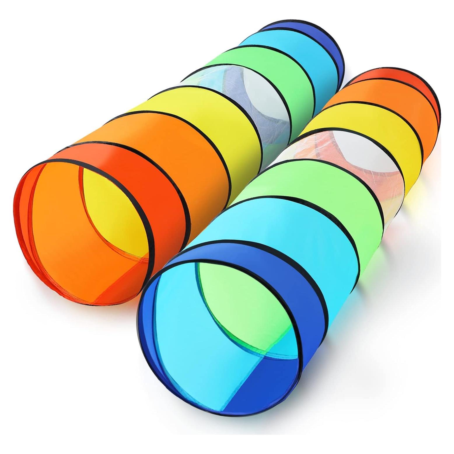 Moncoland Kids Play Tunnel Tent for Toddlers, Pack of 2 Colorful Pop Up Crawl Tunnel Toy for Baby or Pet, Collapsible Gift for Boy and Girl Play Tunnel Indoor and Outdoor Game