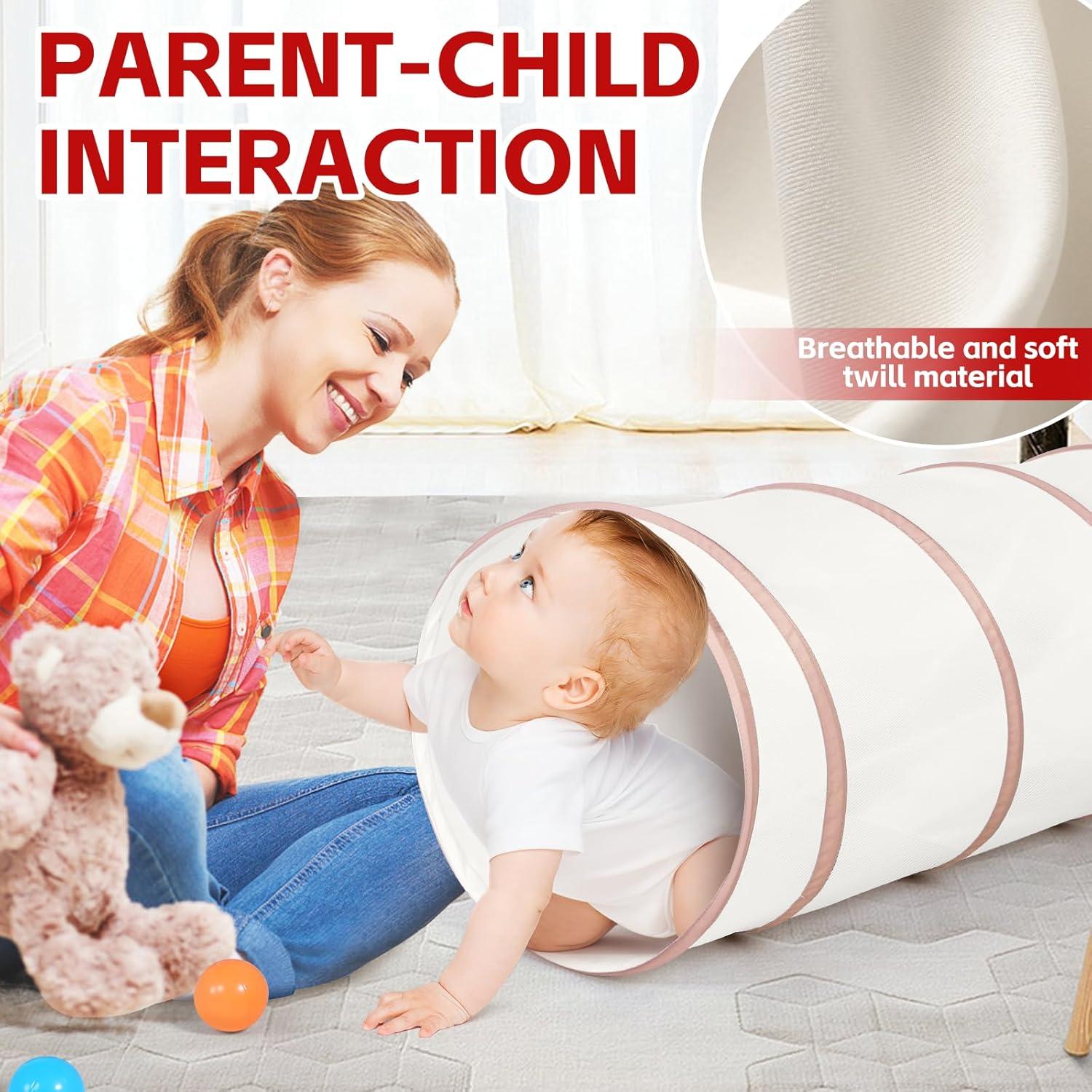 Túnel de Juego Beige para Niños - Juguete Emergente 119 cm