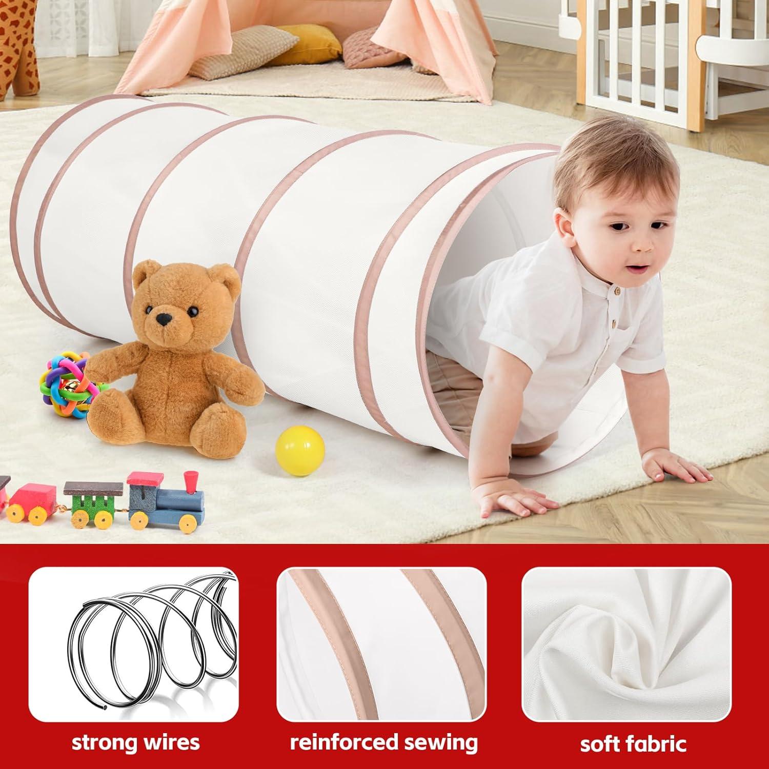 Túnel de Juego Beige para Niños - Juguete Emergente 119 cm