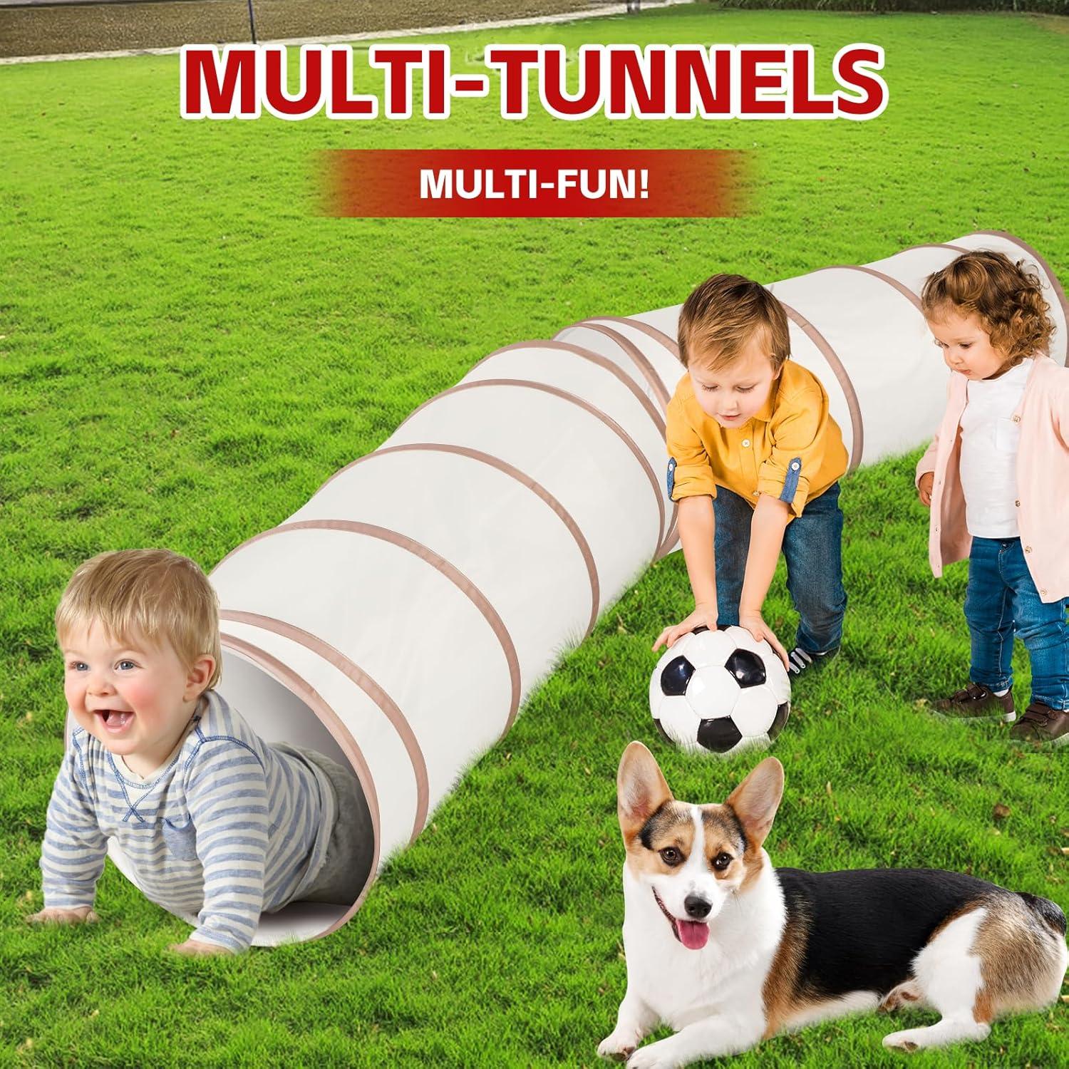 Túnel de Juego Beige para Niños - Juguete Emergente 119 cm