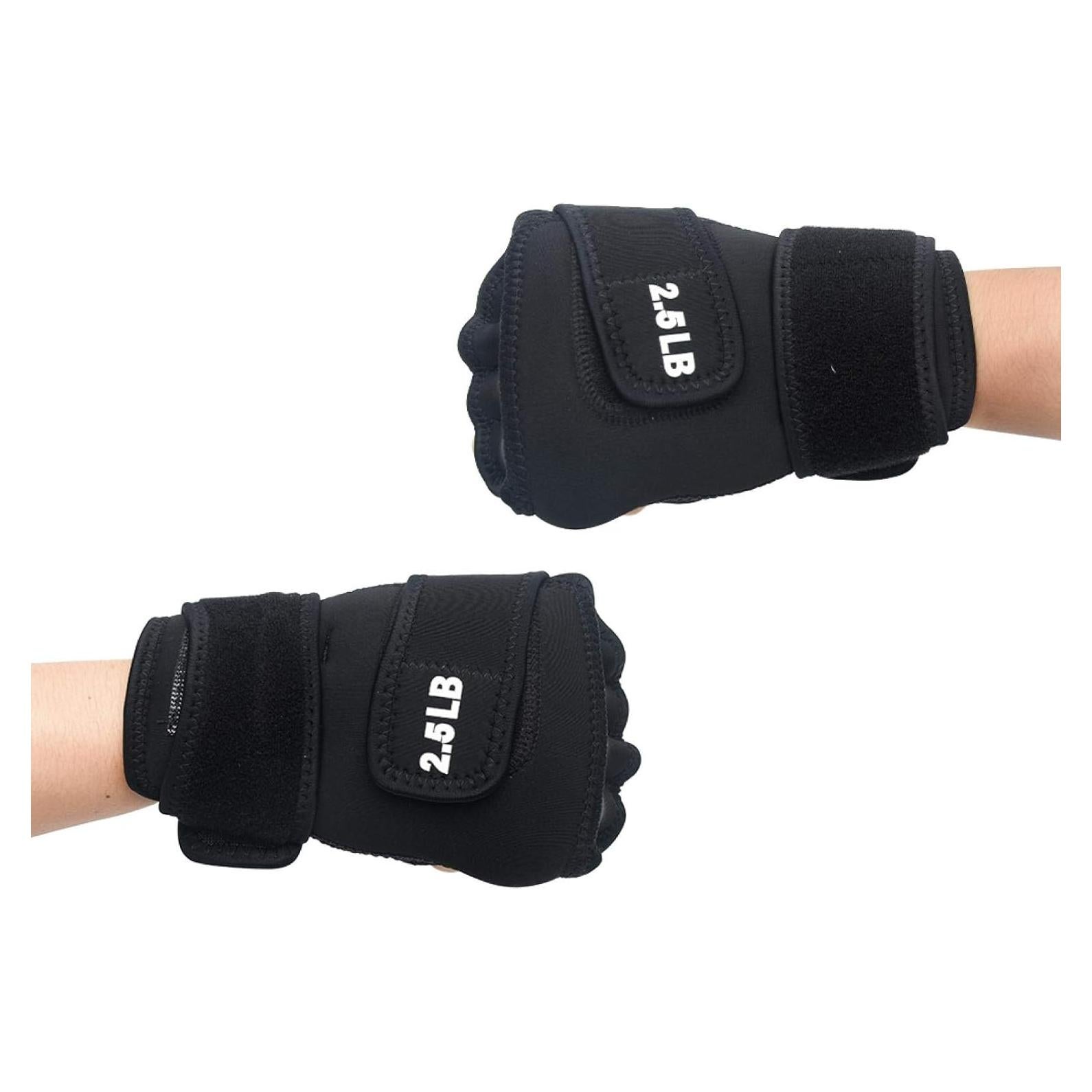 Weighted Gloves 5lb(2.5lb Each), Soft Iron Fitness Gloves with Lengthen Wrist Strap for Gym Boxing, Taekwondo, Running Training, Washable
