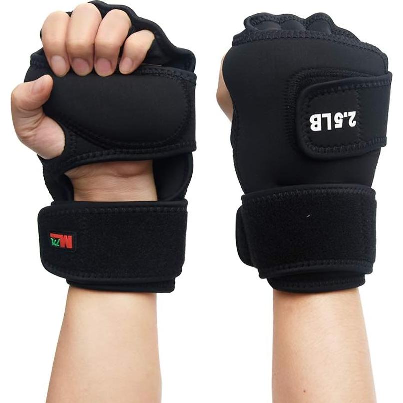 Weighted Gloves 5lb(2.5lb Each), Soft Iron Fitness Gloves with Lengthen Wrist Strap for Gym Boxing, Taekwondo, Running Training, Washable