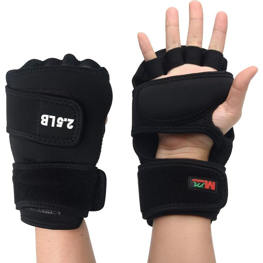 Weighted Gloves 5lb(2.5lb Each), Soft Iron Fitness Gloves with Lengthen Wrist Strap for Gym Boxing, Taekwondo, Running Training, Washable