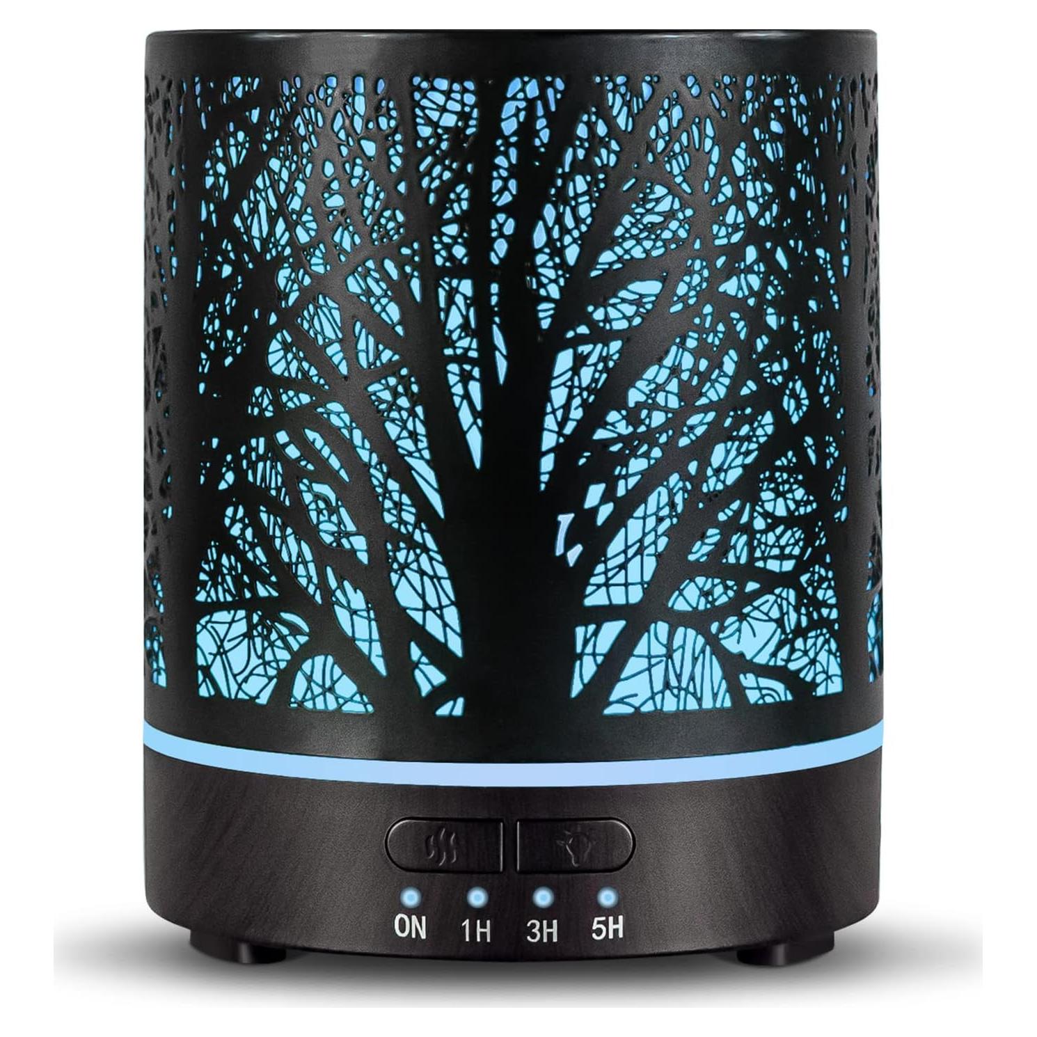 Essential Oil Diffuser Aromatherapy Diffuser -300ml Metal Electric Ultrasonic Cool Mist Oil Diffuser for Large Room with Waterless Auto Shut-Off, 4 Timer Setting &7 Colors Night Light for Home Office