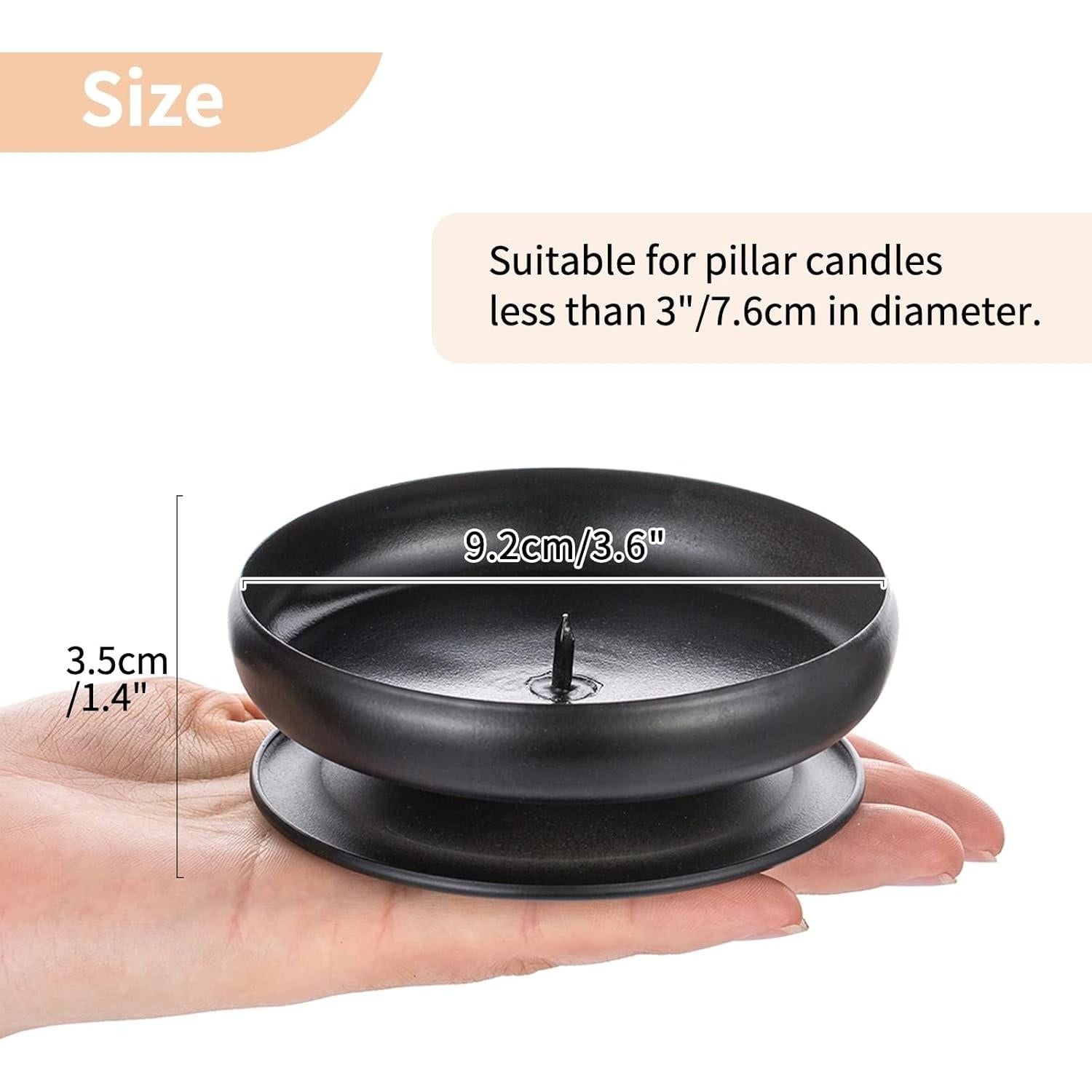 Juego de 2 Soportes para Velas de Pilar NUPTIO Hierro Negro 9cm