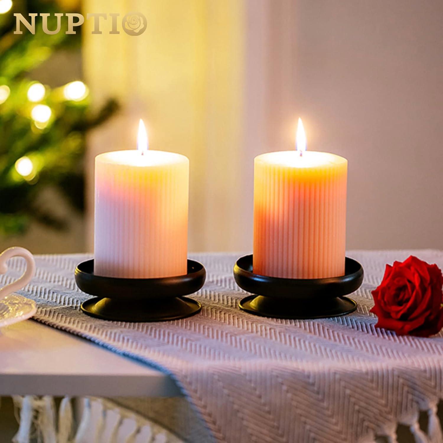 Juego de 2 Soportes para Velas de Pilar NUPTIO Hierro Negro 9cm