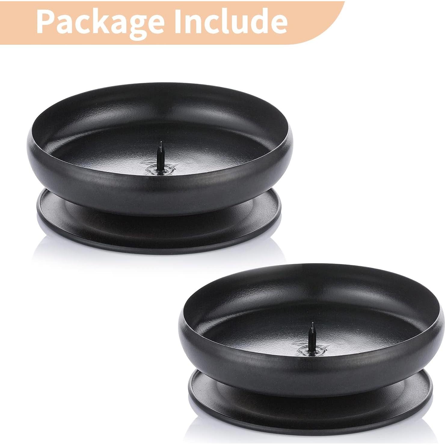 Juego de 2 Soportes para Velas de Pilar NUPTIO Hierro Negro 9cm