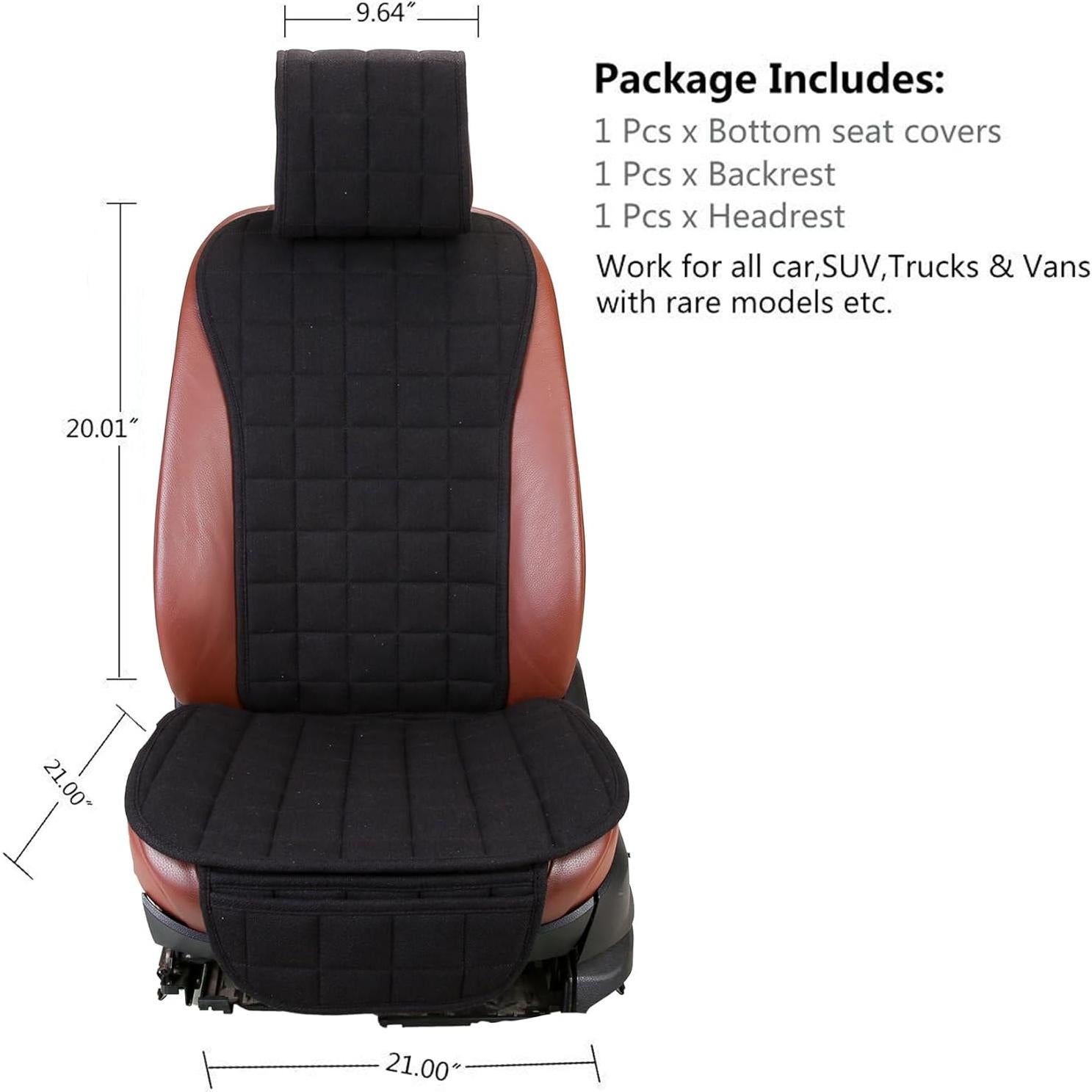 Fundas de Asiento de Coche Suninbox Lino Negro Universal