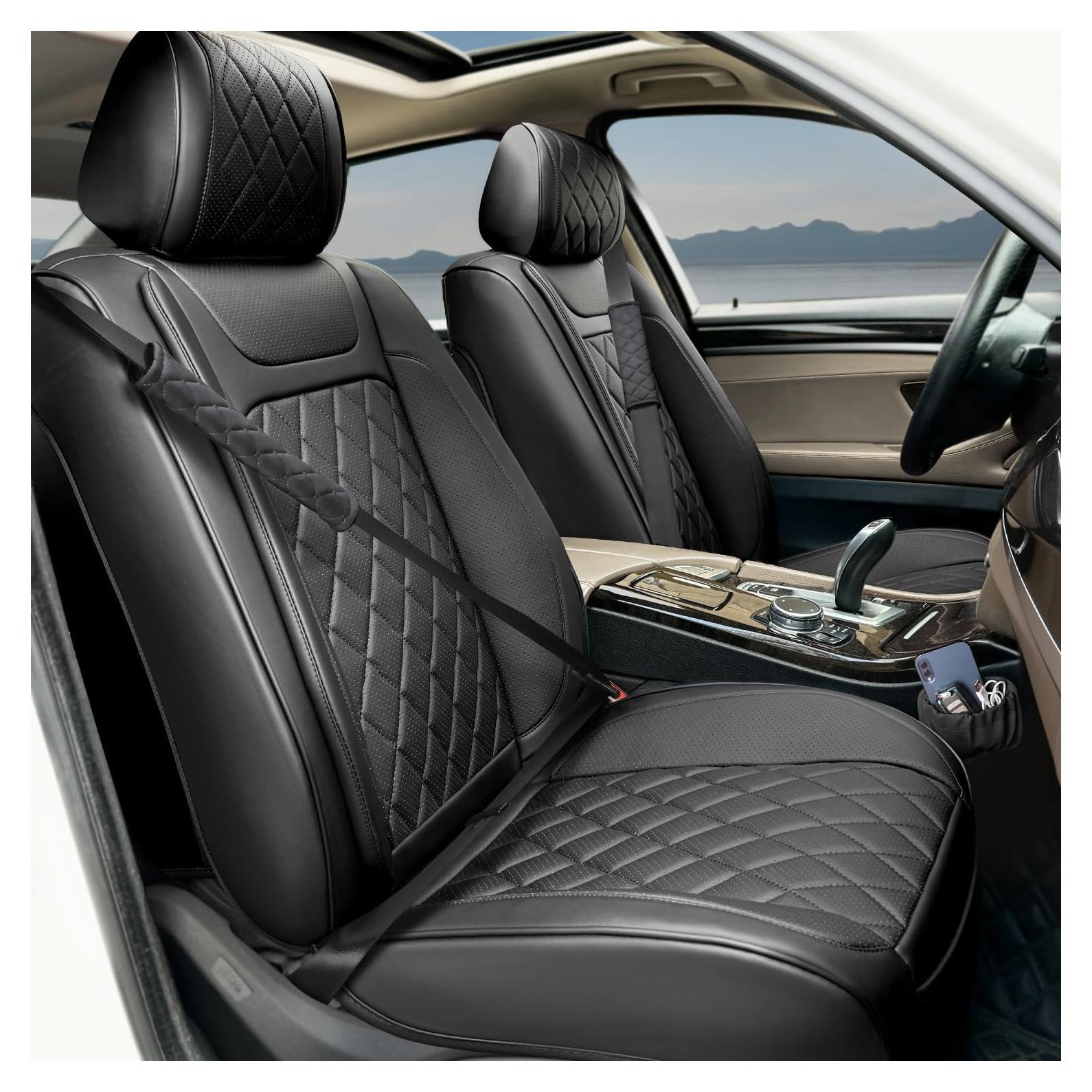 Funda de Asiento de Coche BEITK BK-DJZT 2 Piezas Negra Impermeable