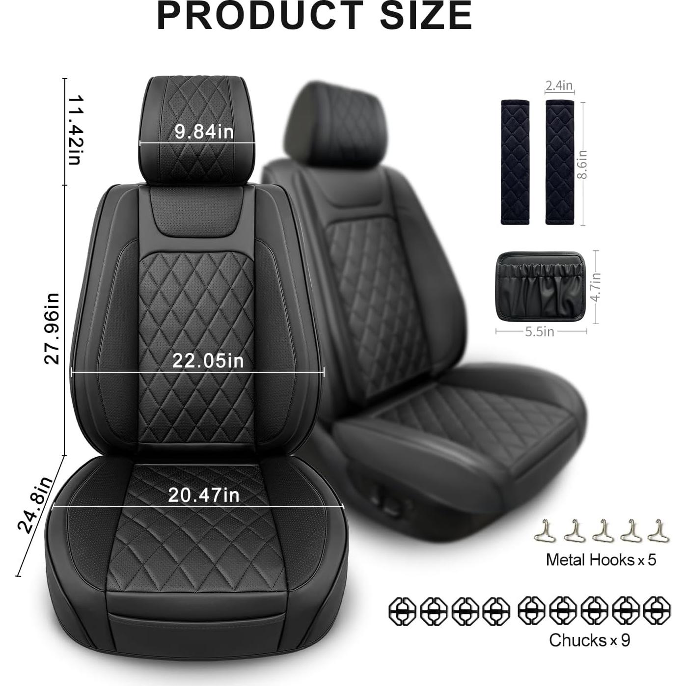 Funda de Asiento de Coche BEITK BK-DJZT 2 Piezas Negra Impermeable