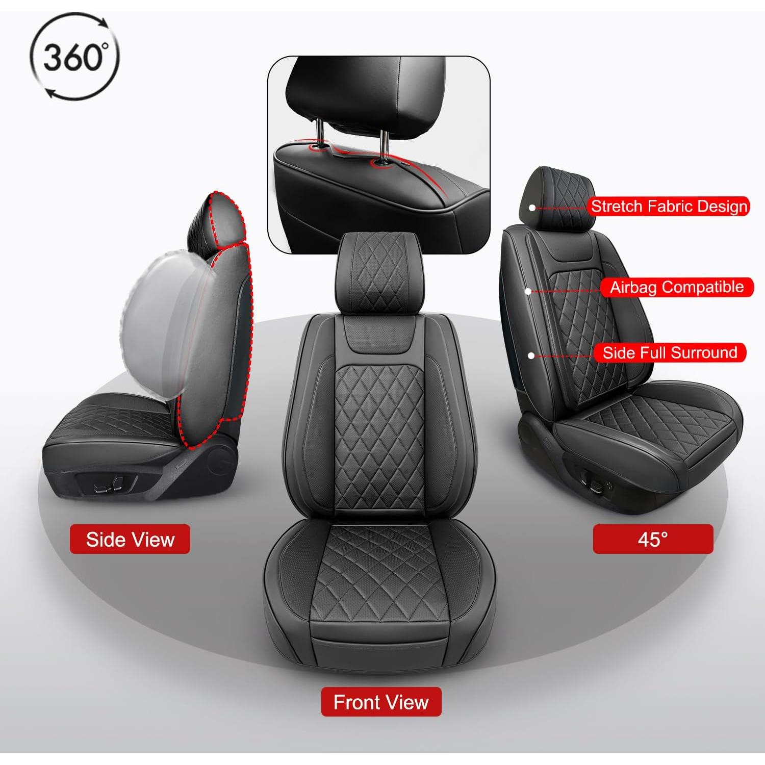 Funda de Asiento de Coche BEITK BK-DJZT 2 Piezas Negra Impermeable