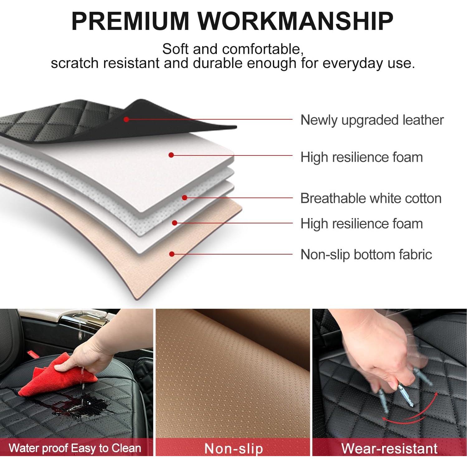 Funda de Asiento de Coche BEITK BK-DJZT 2 Piezas Negra Impermeable