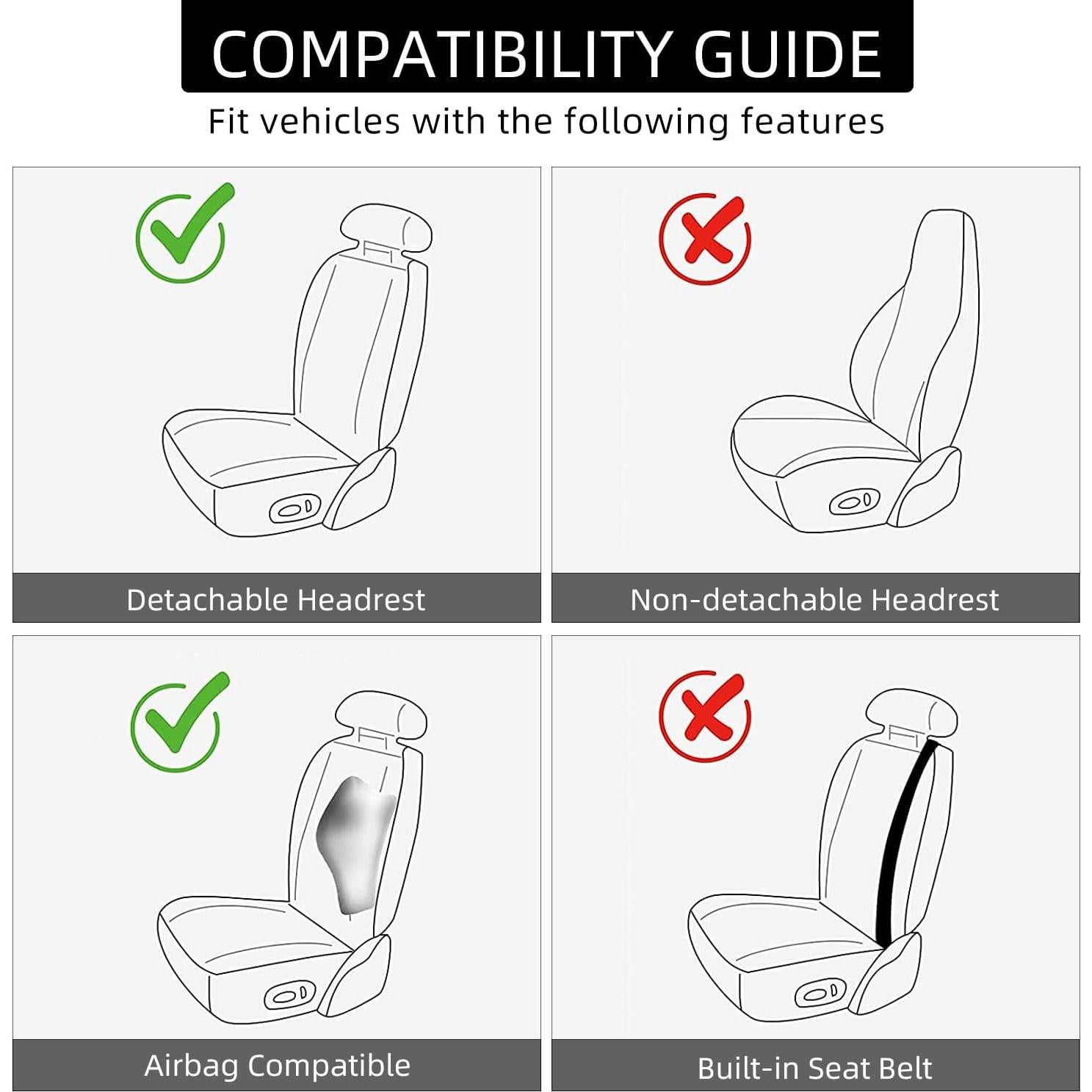 Funda de Asiento de Coche BEITK BK-DJZT 2 Piezas Negra Impermeable