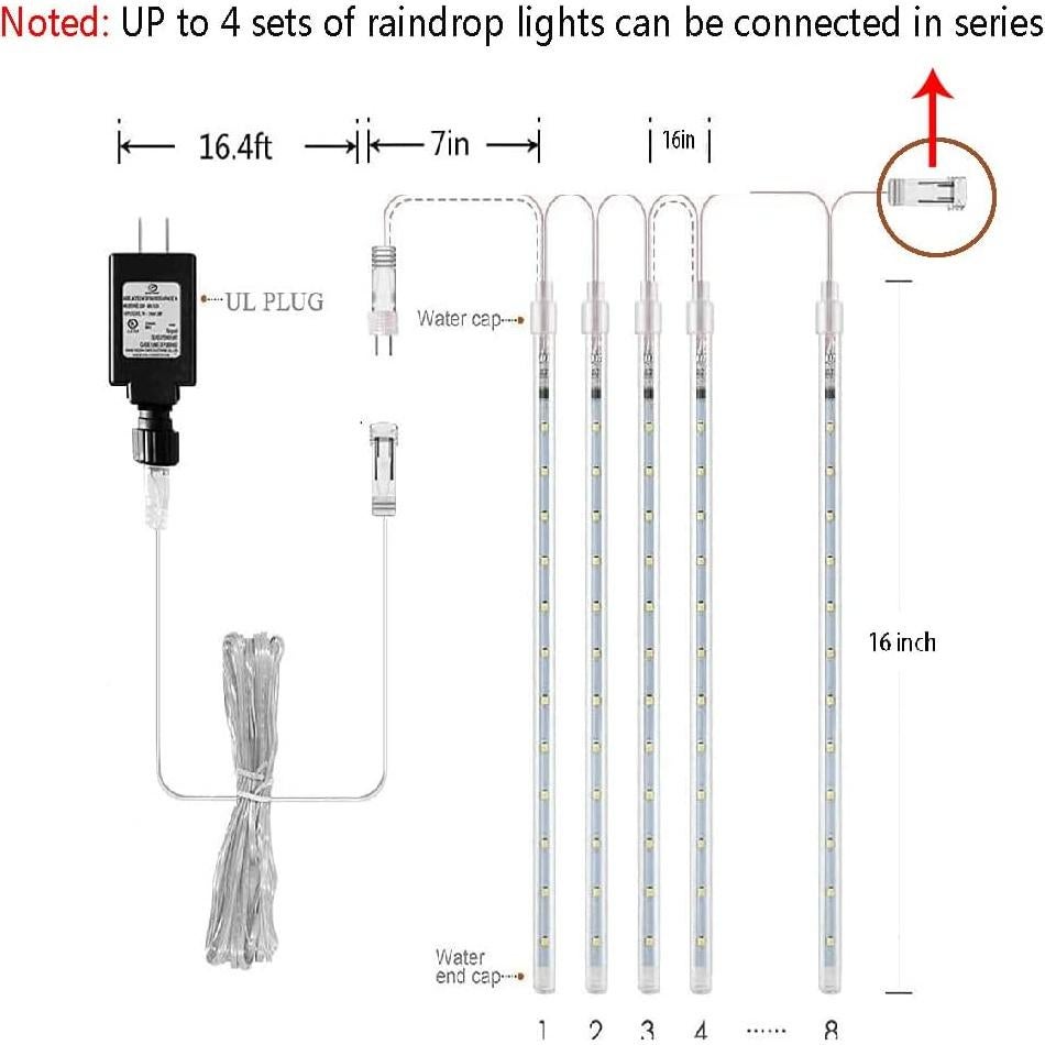 Luces de Lluvia de Meteoros Aokudoni 8 Tubos 40 cm Multicolor